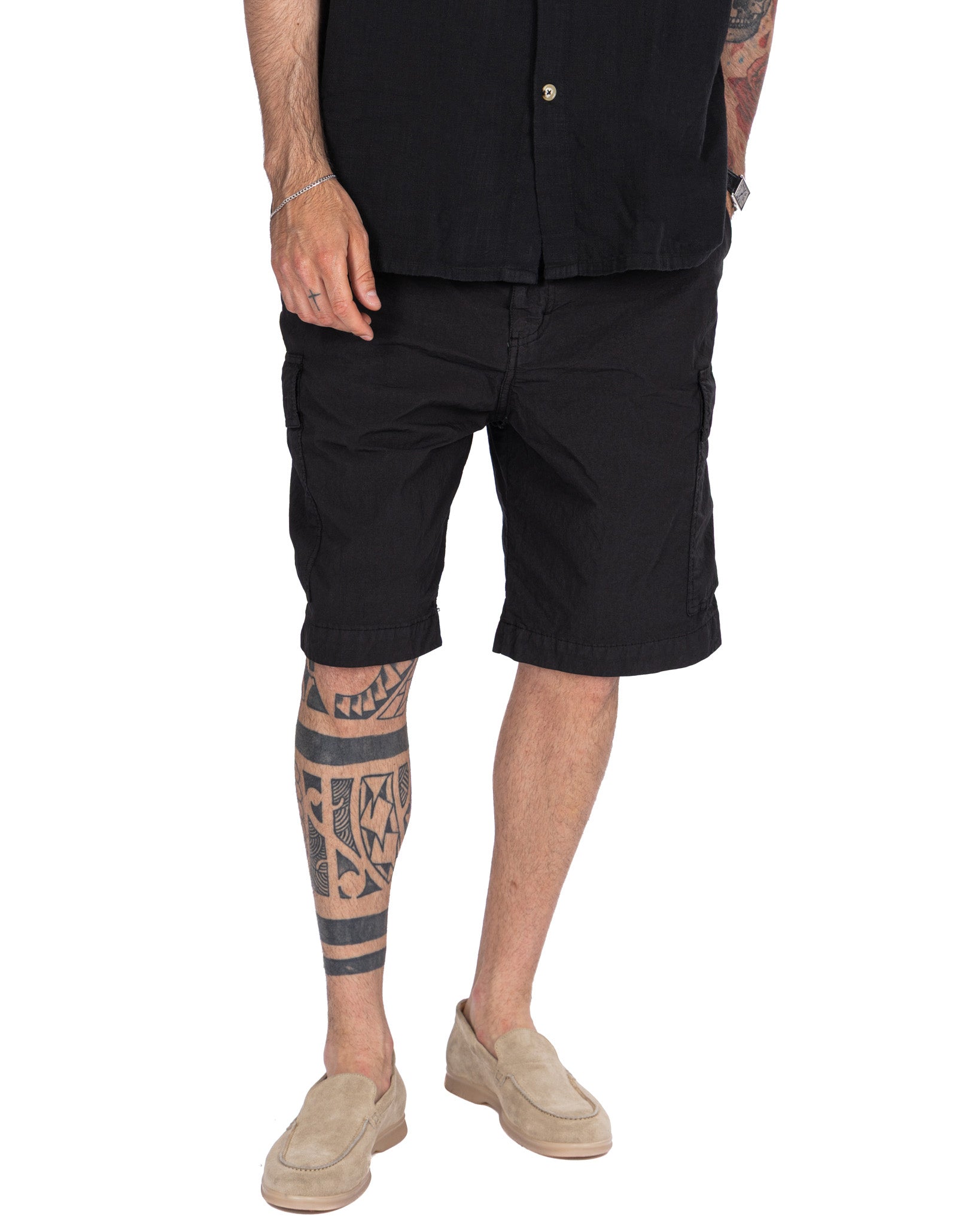 Hunter - bermuda cargo armaturato nero