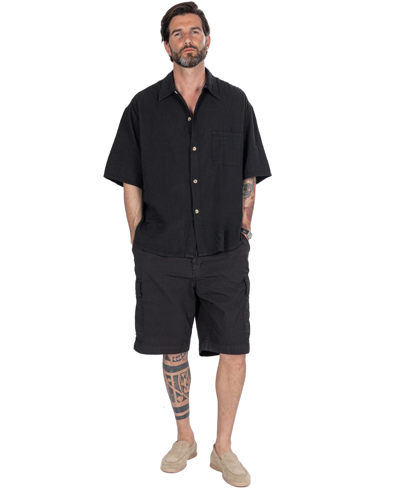 Hunter - bermuda cargo armaturato nero