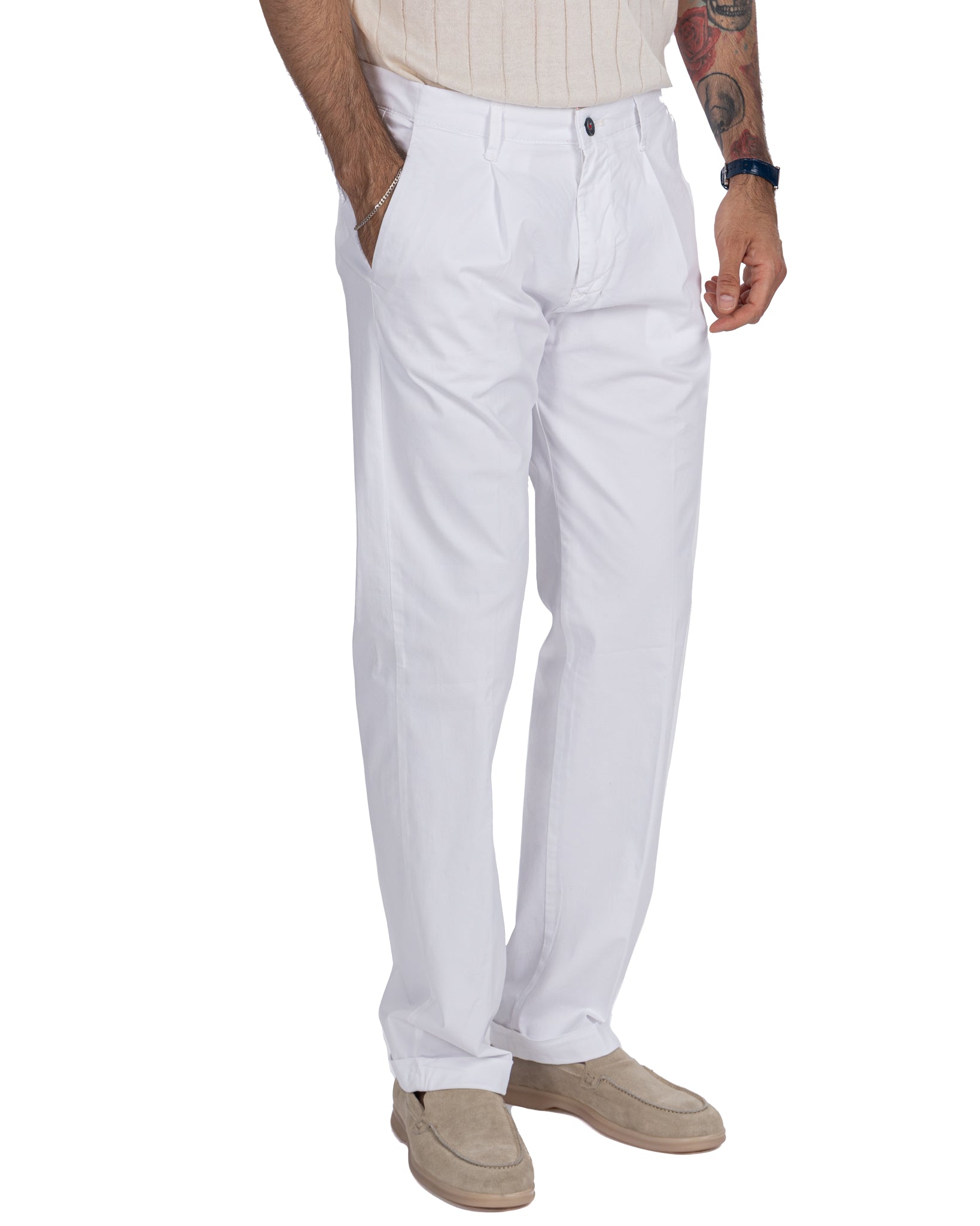 Seath - pantalon ample en coton blanc
