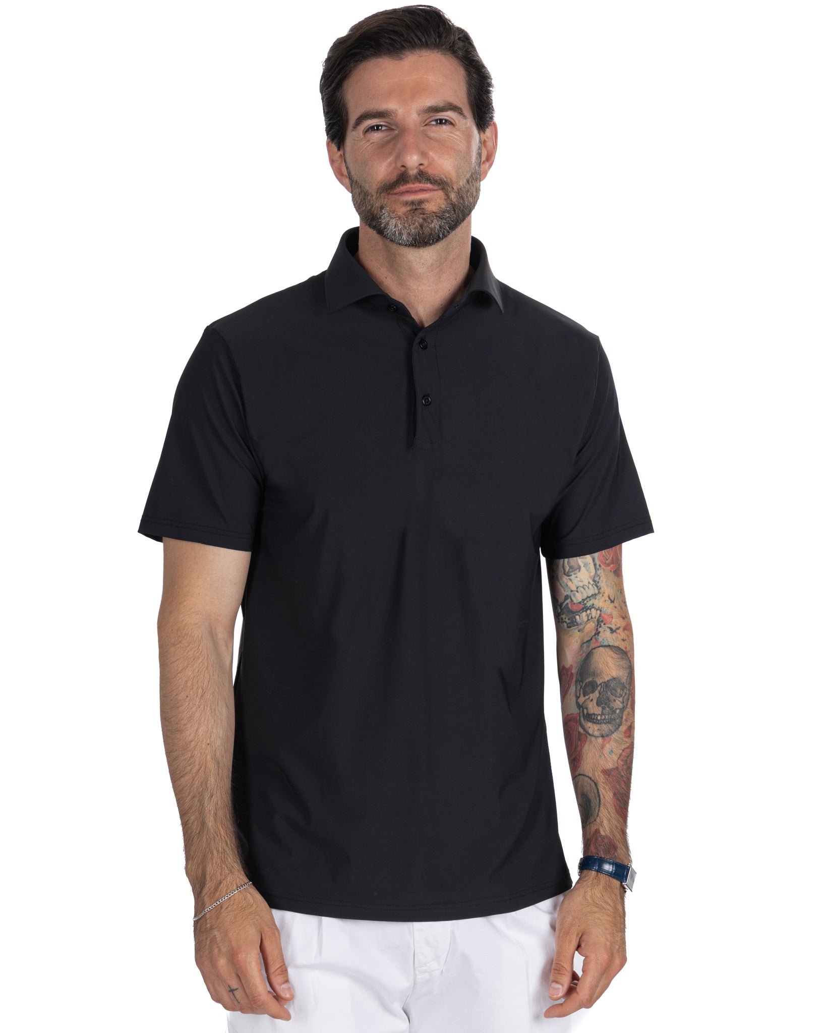 Arnold - black travel woven polo