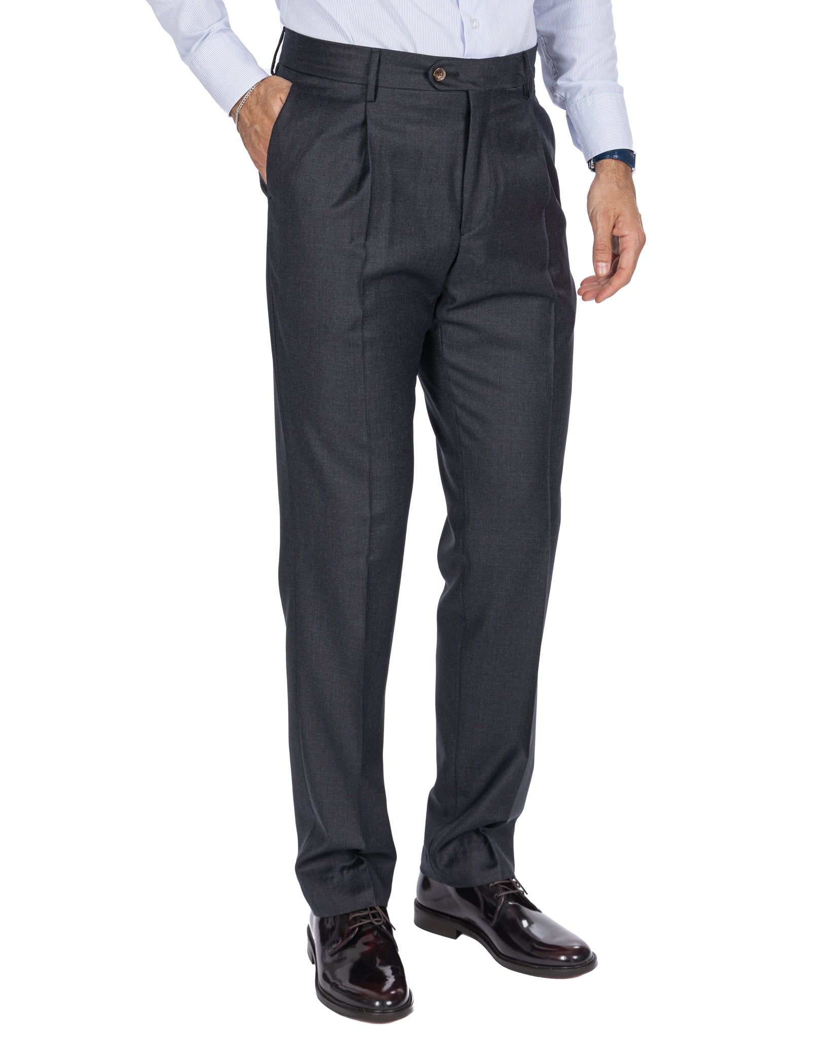 Staten wool trousers Canonico anthracite