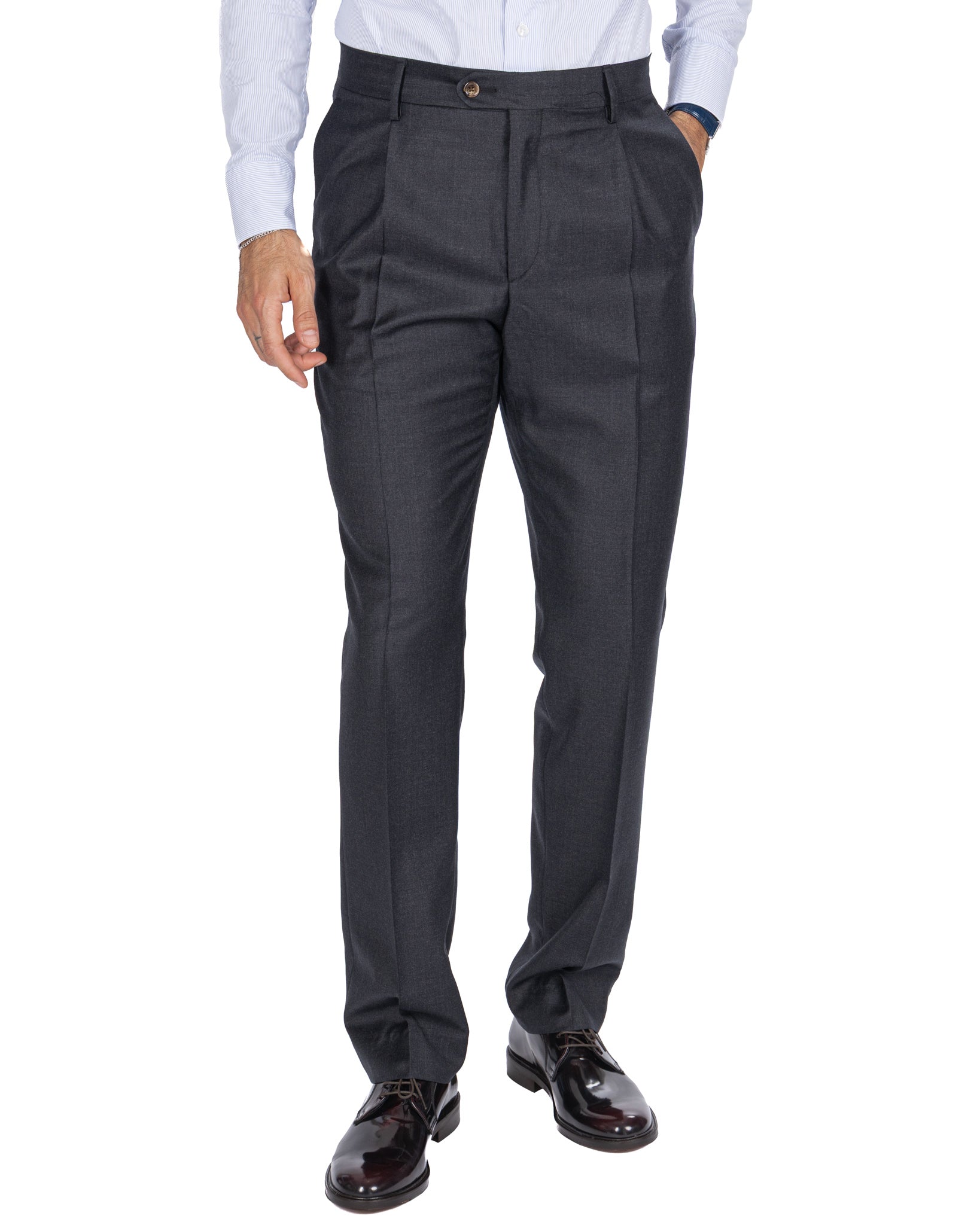 Staten wool trousers Canonico anthracite