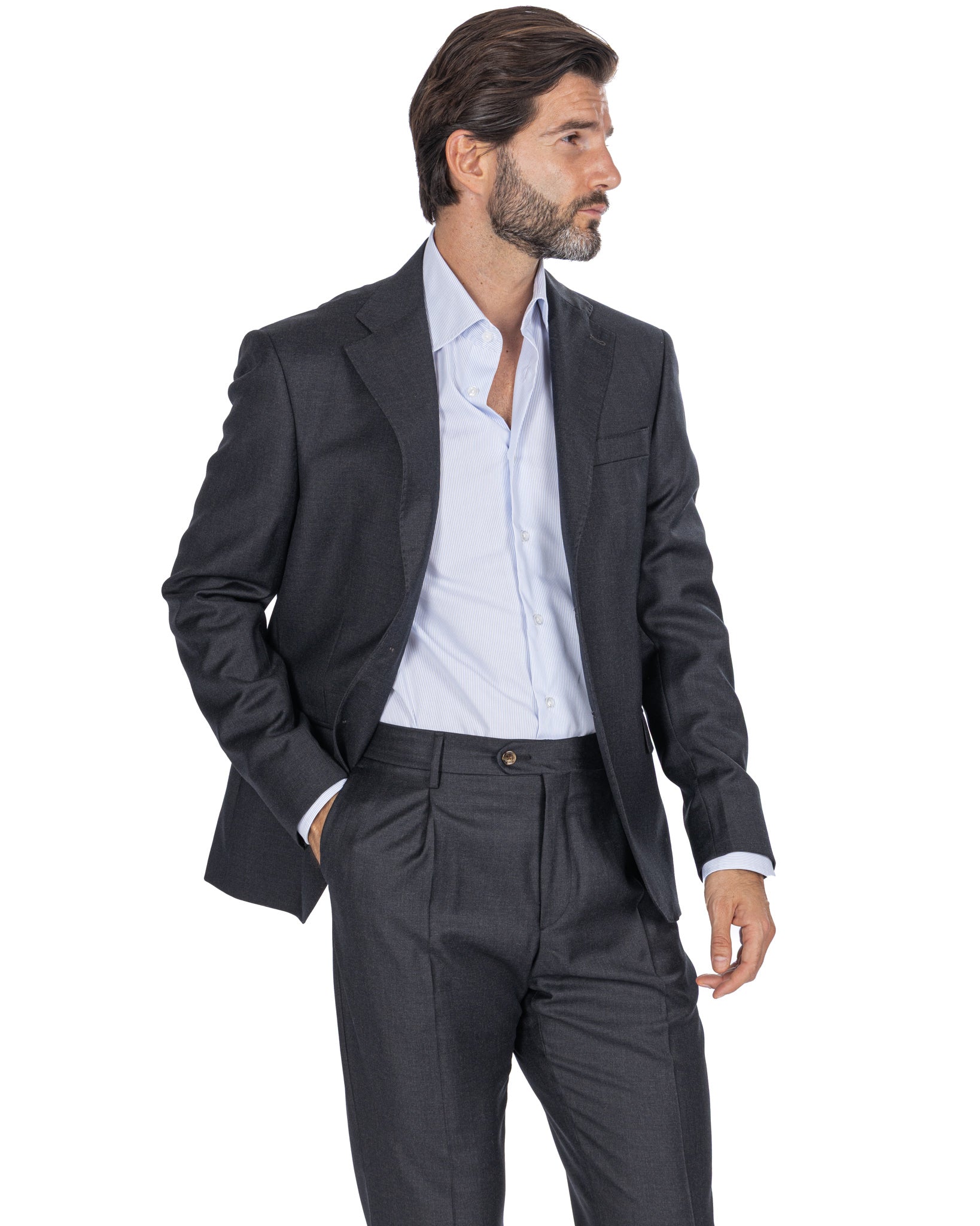 Staten wool trousers Canonico anthracite