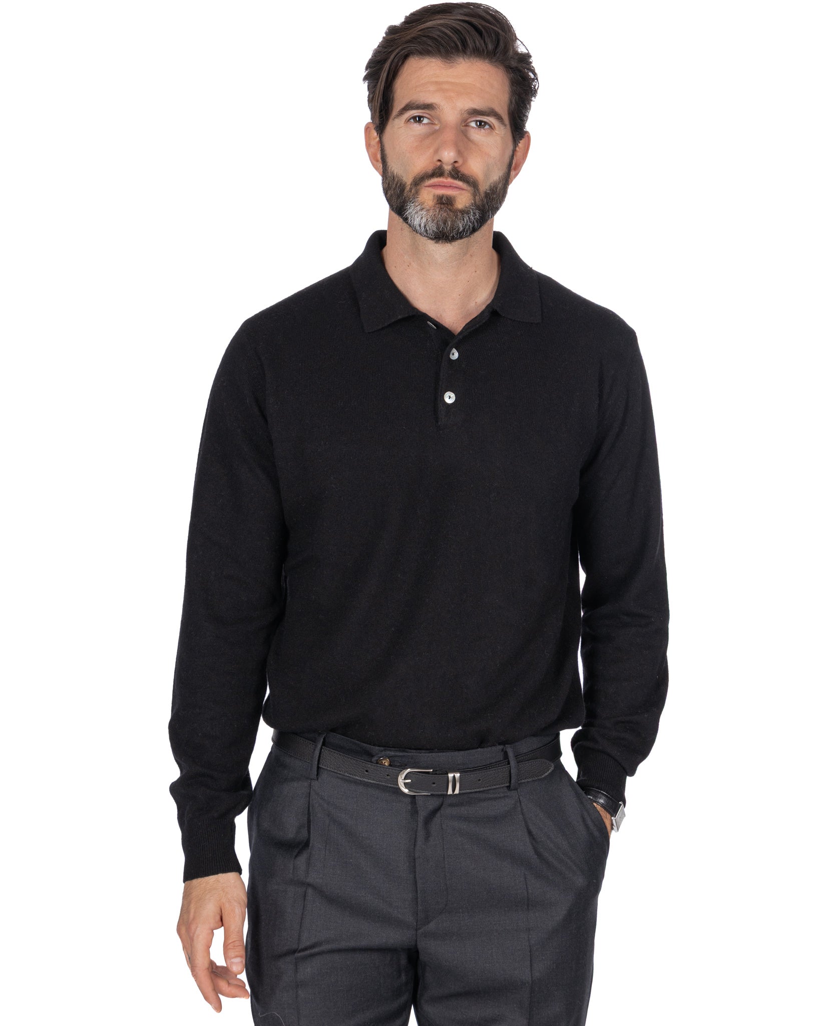 Polo Tigre en mélange de cachemire noir