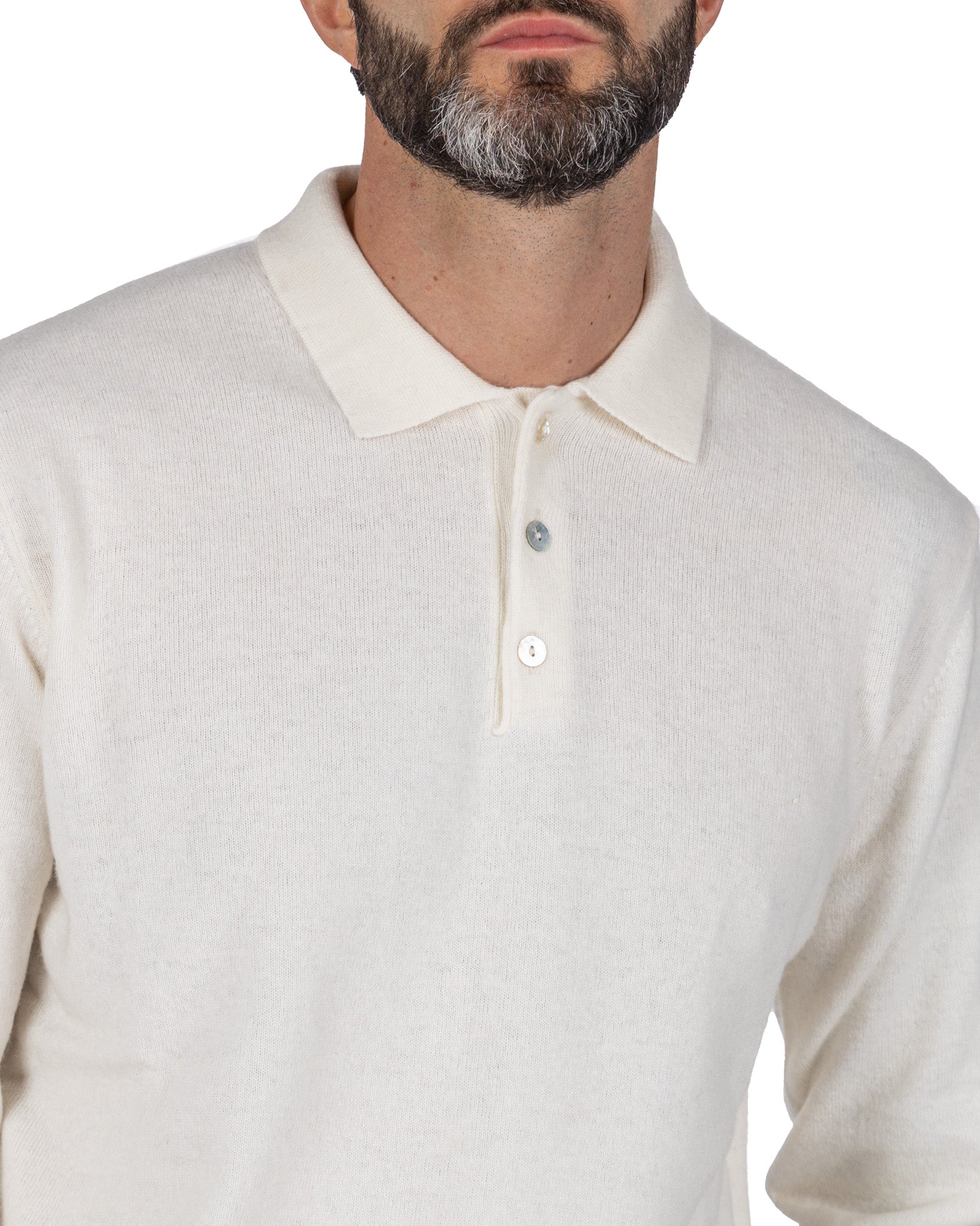 Polo Tigre en mélange cachemire crème