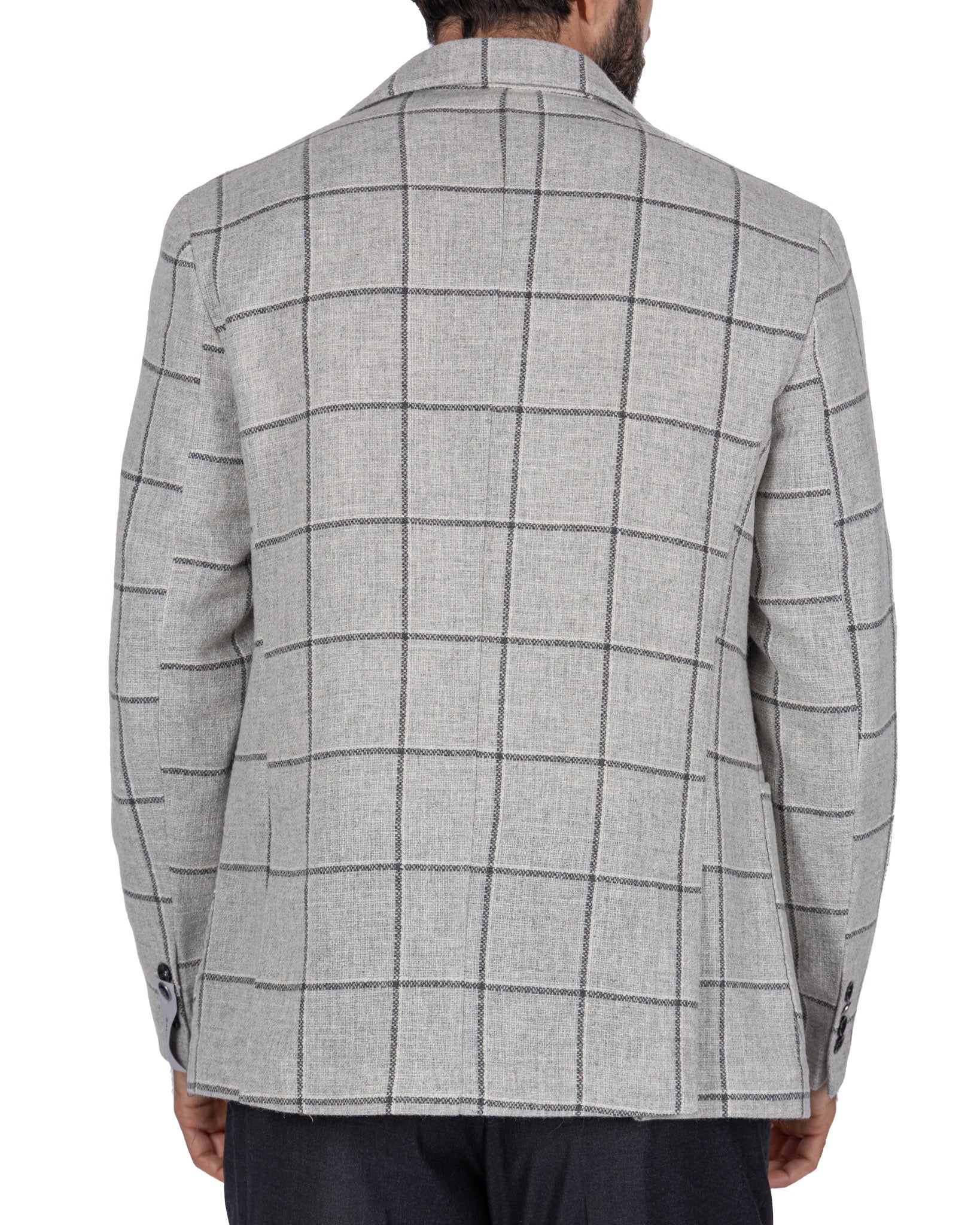 Fuji Double Breasted Jacket in Grey Check