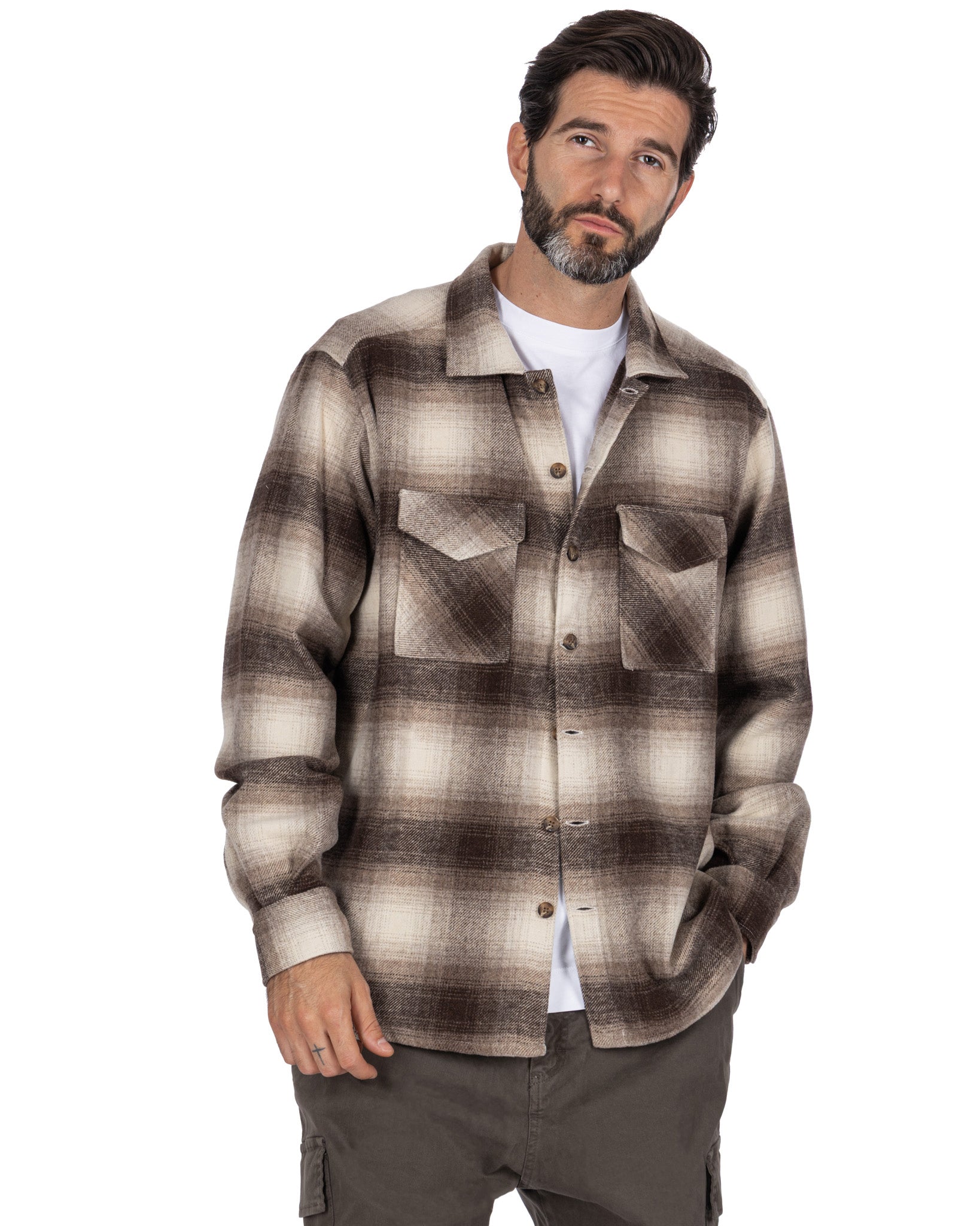 Beige Checked Odin Shirt