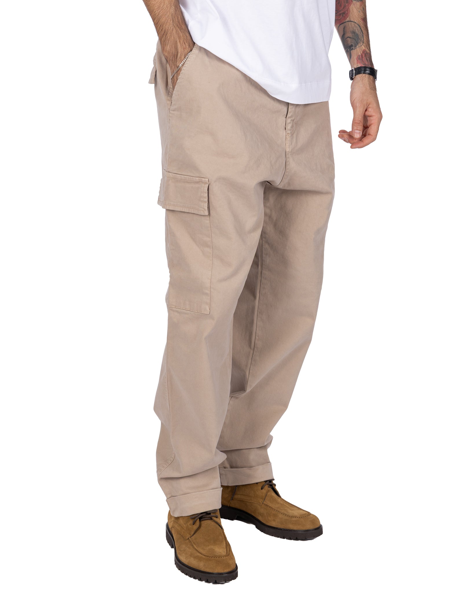 Kodak beige cotton cargo trousers