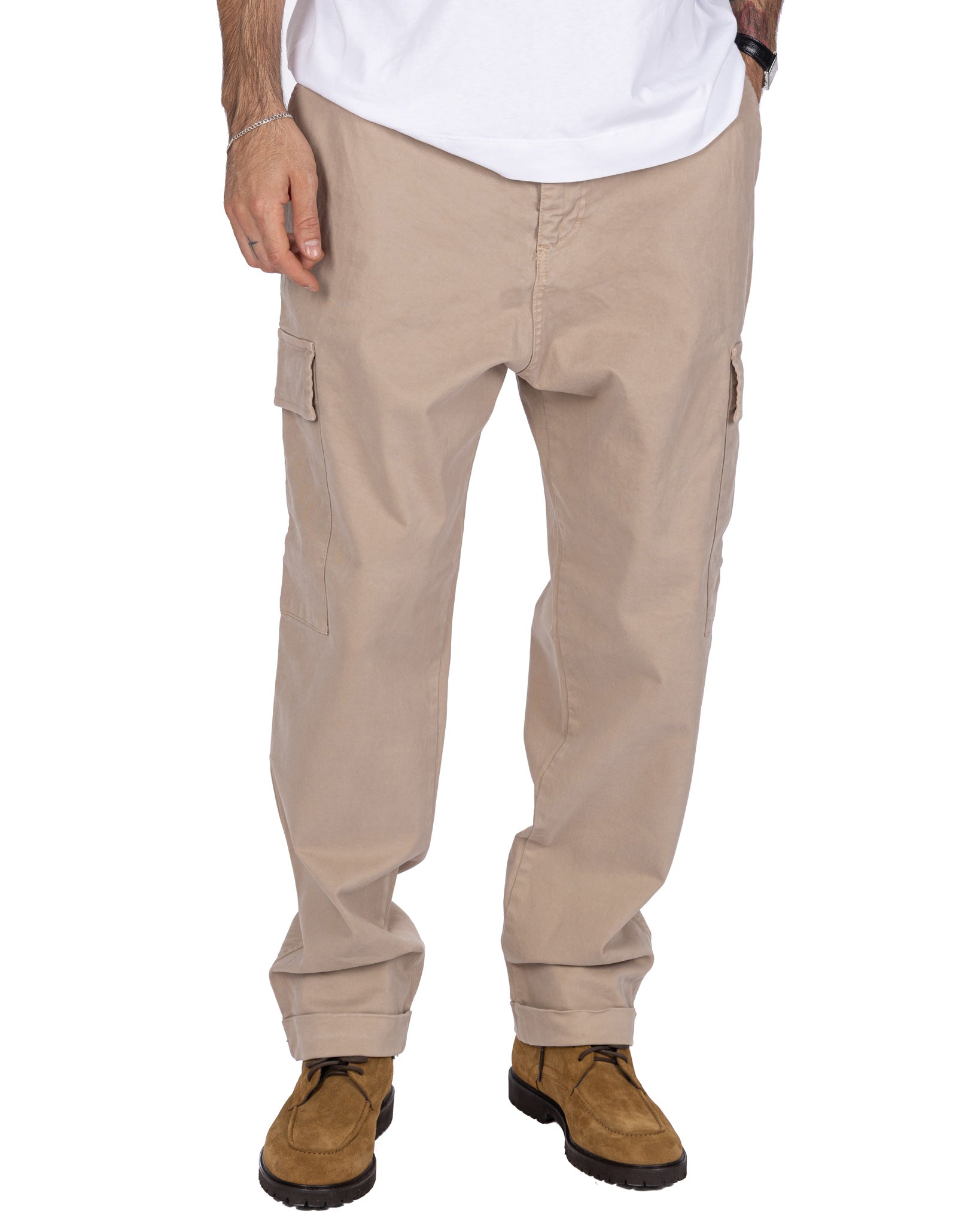 Kodak beige cotton cargo trousers