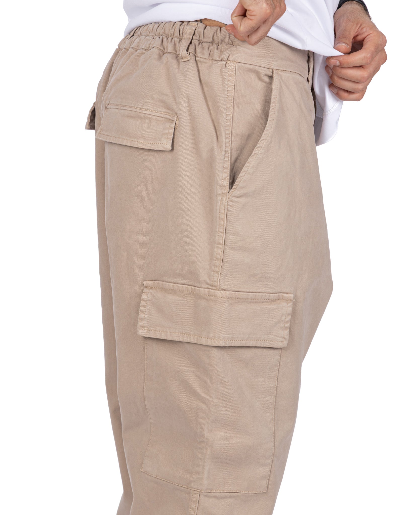 Kodak beige cotton cargo trousers