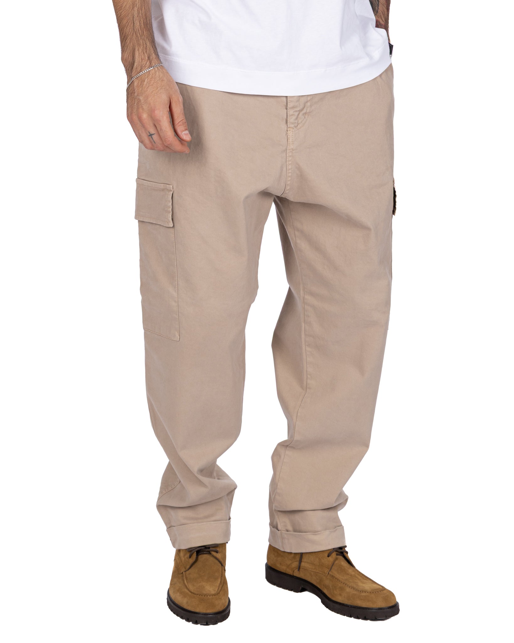 Kodak beige cotton cargo trousers
