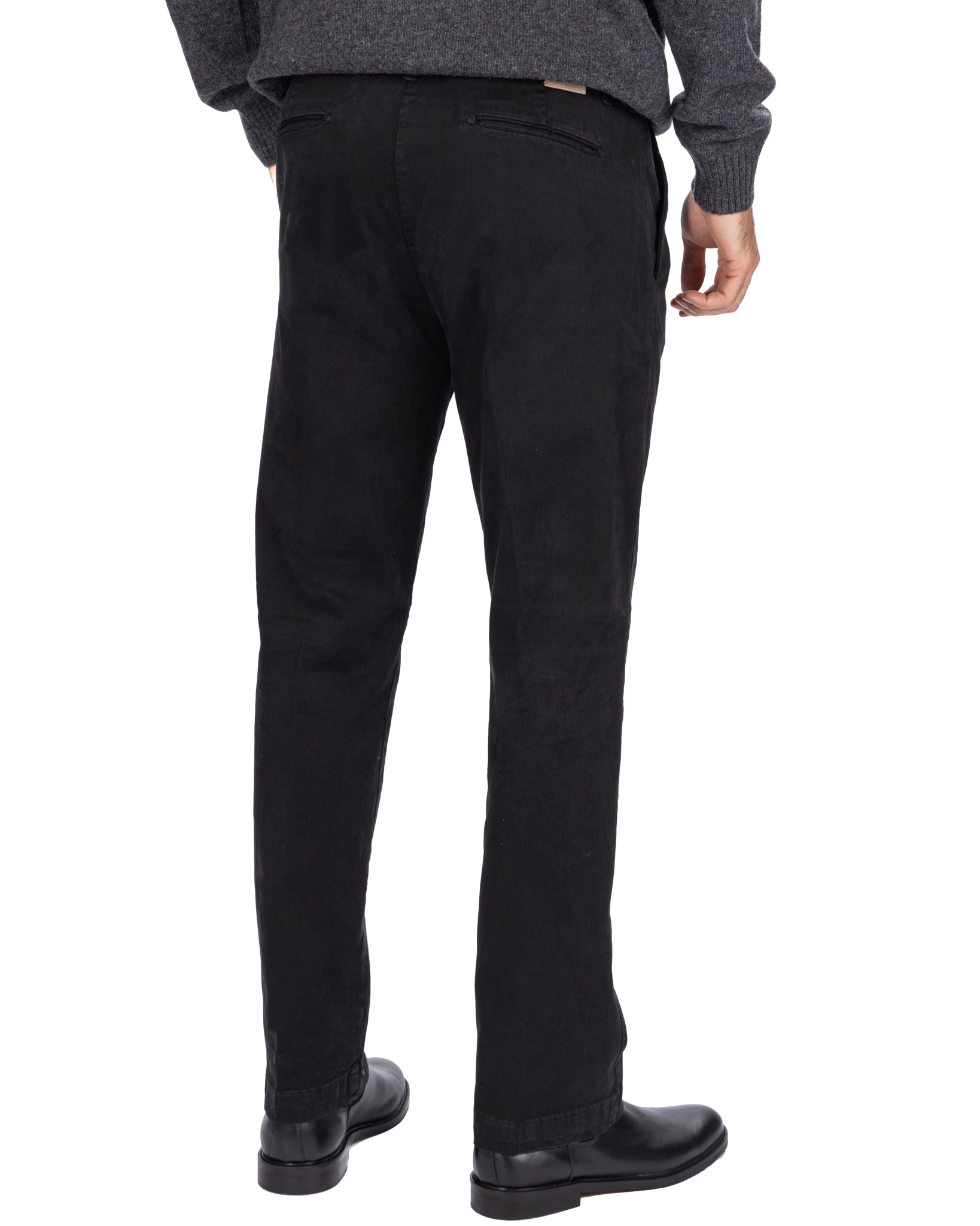 Seath - pantalone in cotone largo nero