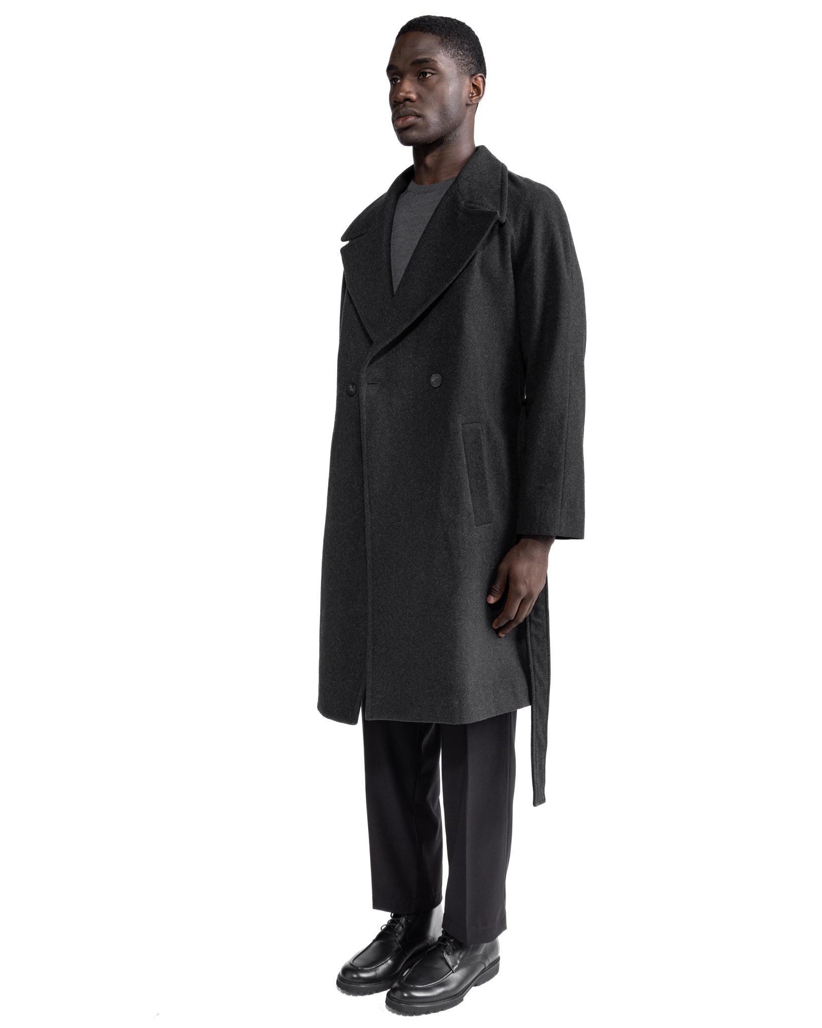Manteau long Freud en flanelle grise