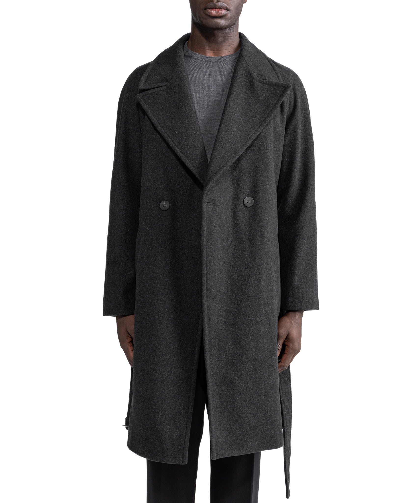 Manteau long Freud en flanelle grise