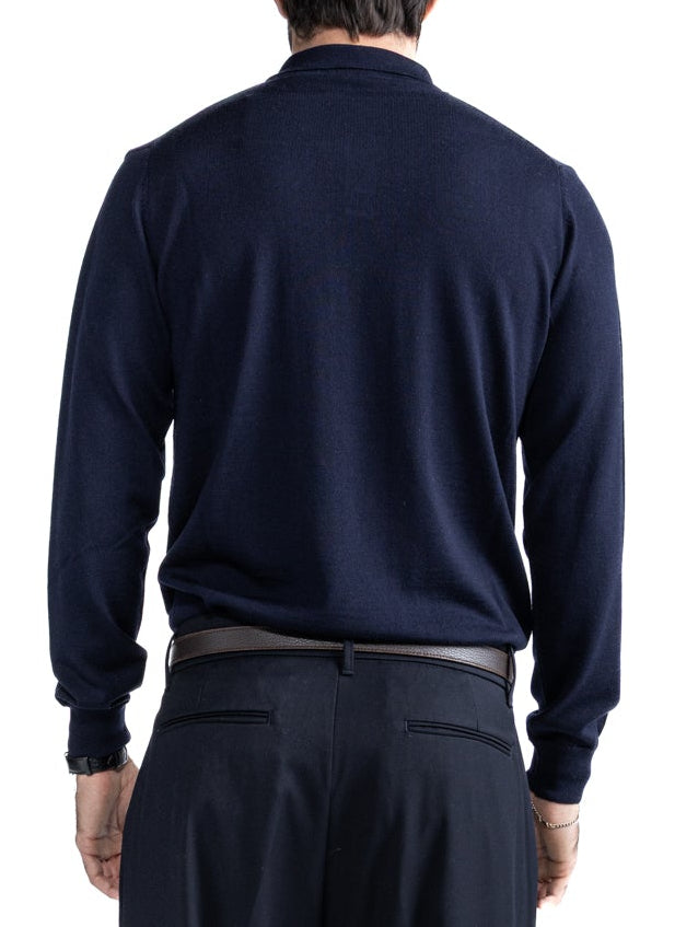Polo Rovigo in Tollegno wool blue