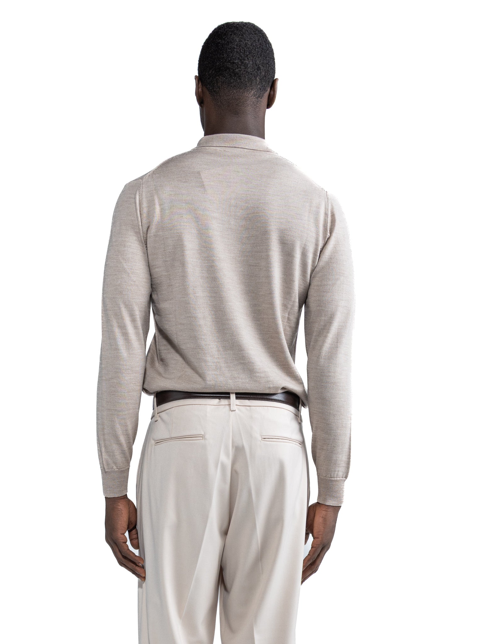 Polo Rovigo in lana Tollegno sabbia