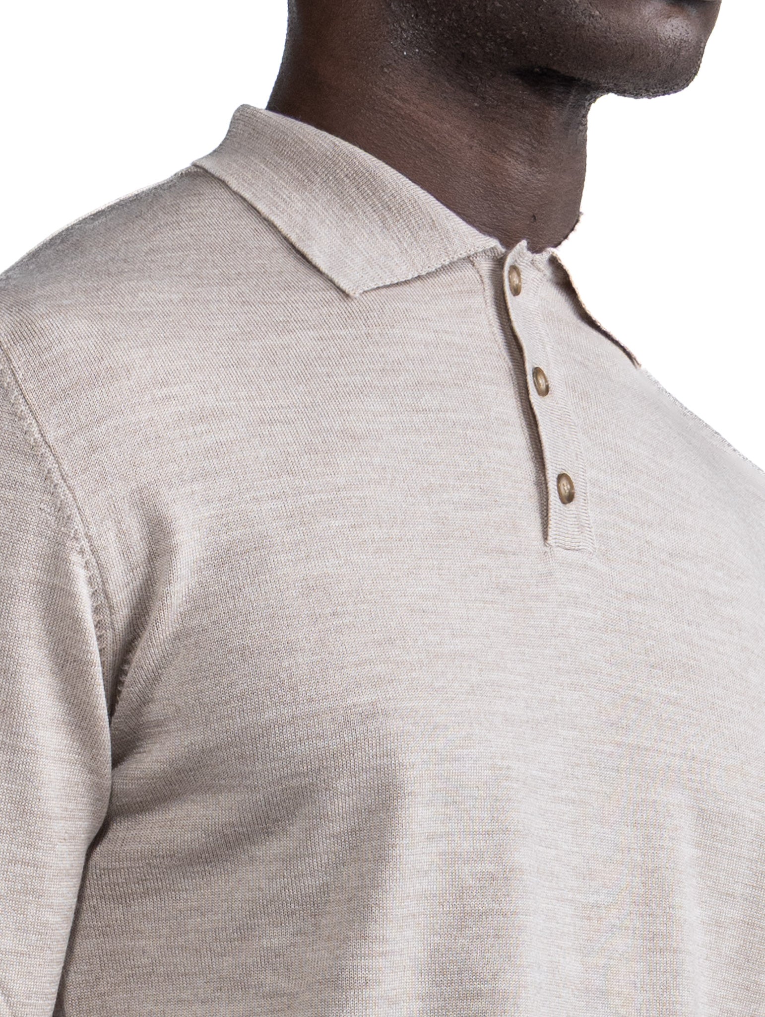 Polo Rovigo in lana Tollegno sabbia