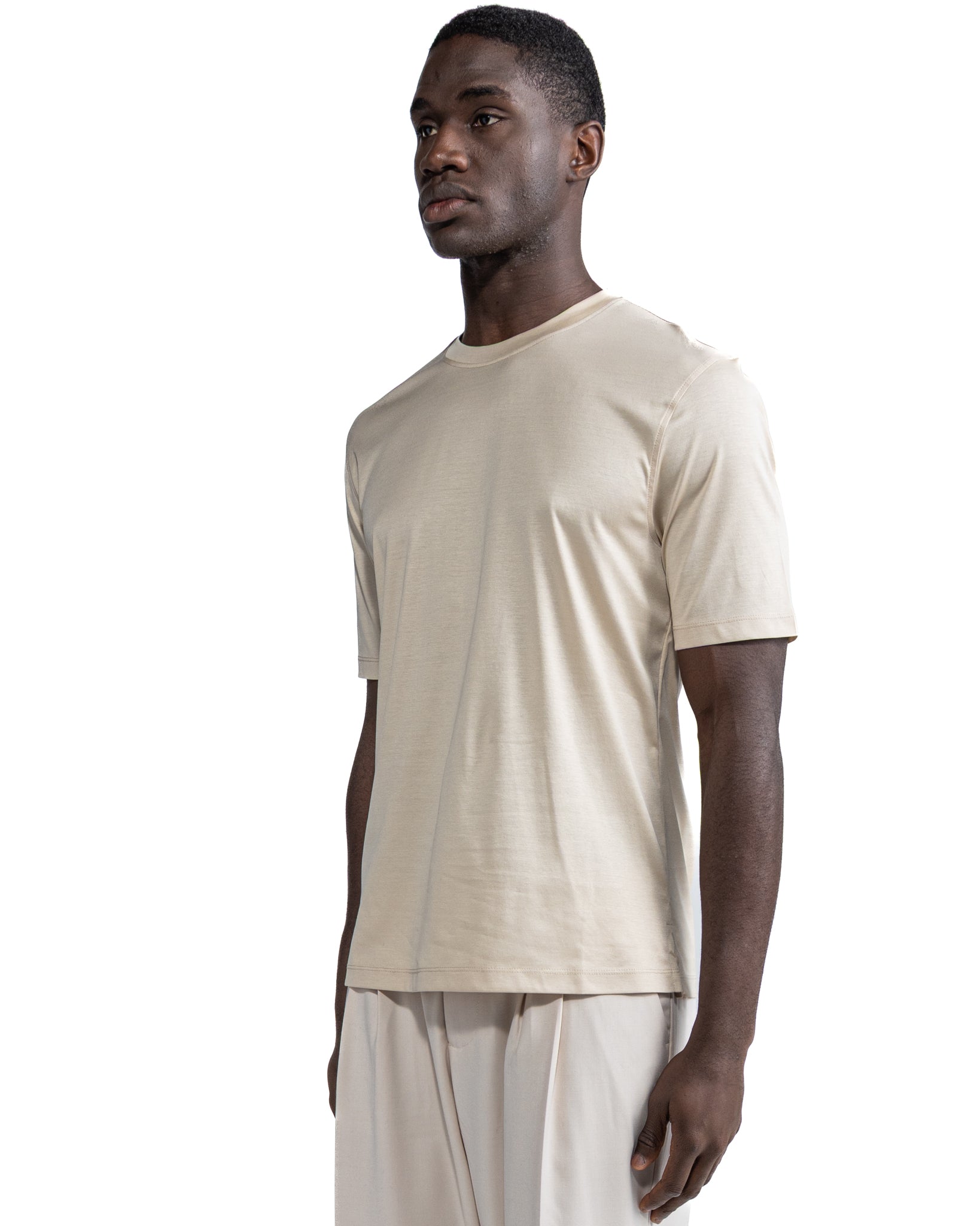 T-shirt Hoorn in filo di scozia beige