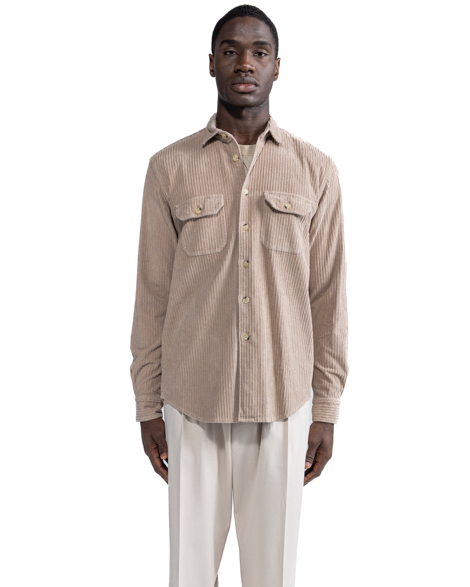 Camicia Atlantis in velluto beige