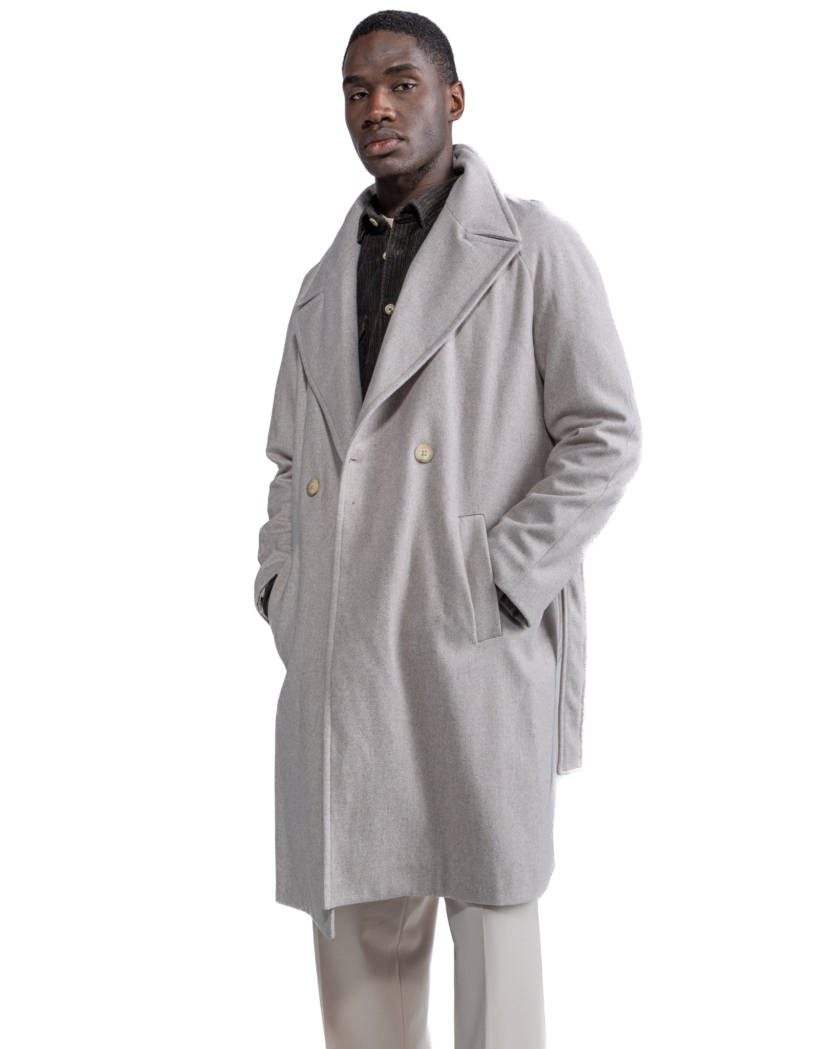 Freud long coat in grey flannel