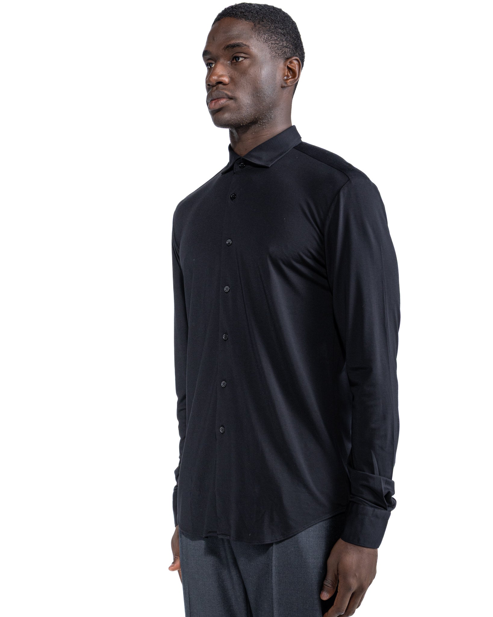 Radice shirt in black jersey