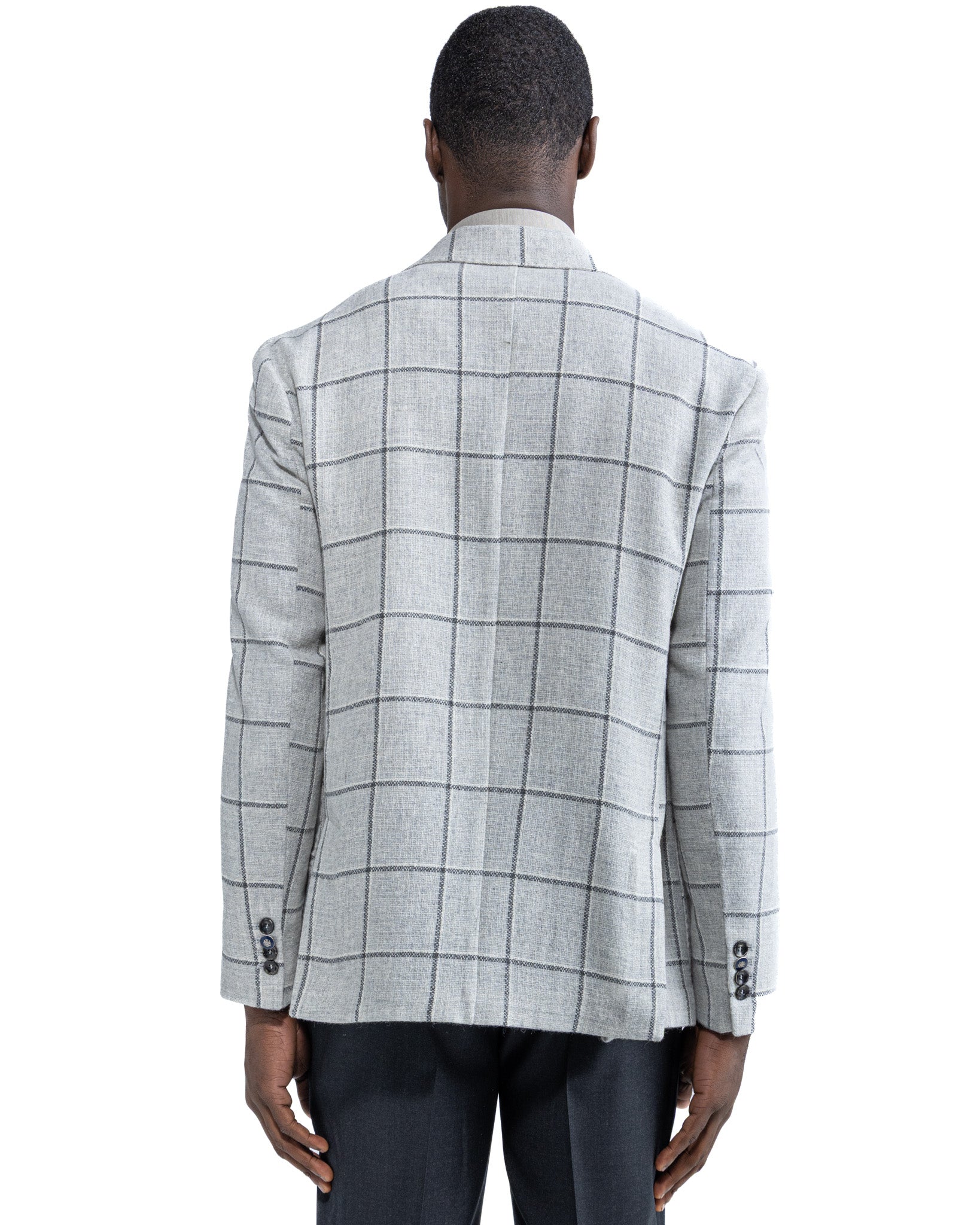 Fuji Double Breasted Jacket in Grey Check
