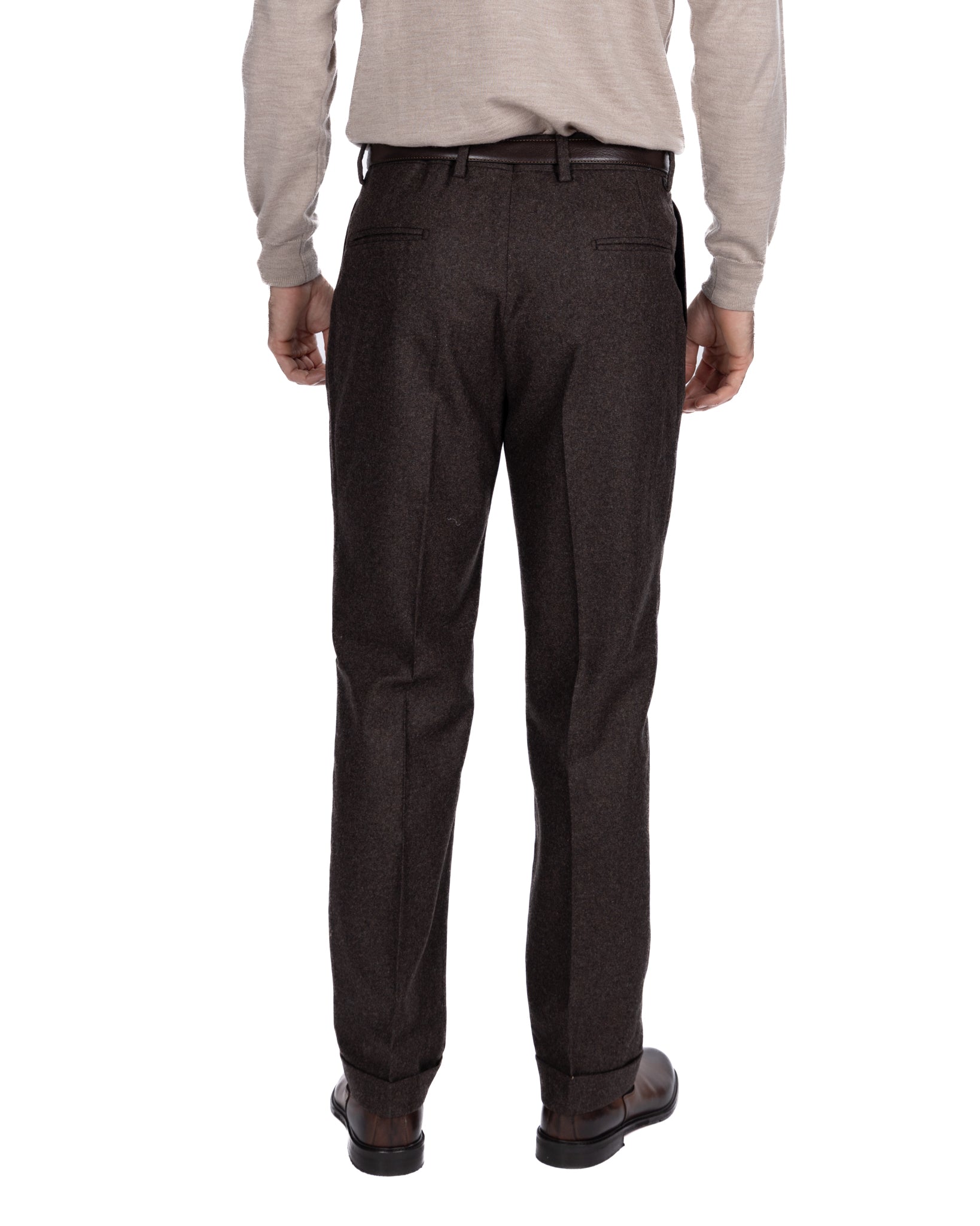 Nikon dark brown flannel trousers