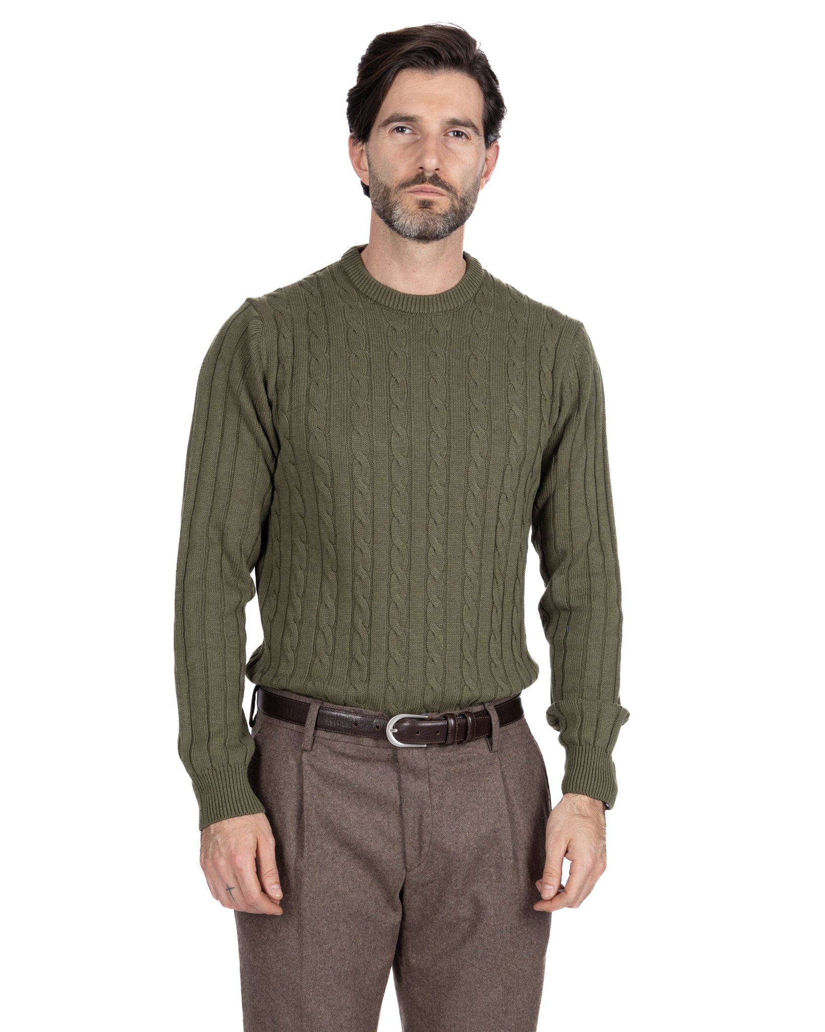 Girocollo Tambora a trecce verde