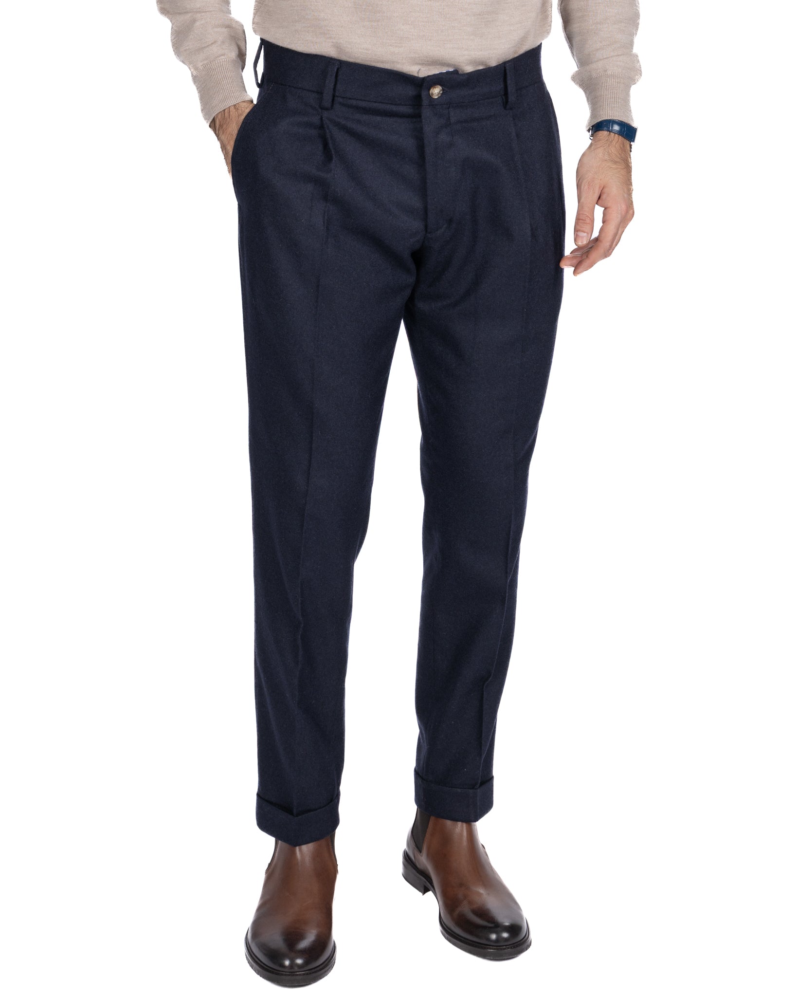 Pantalon Leica Band en flanelle bleue