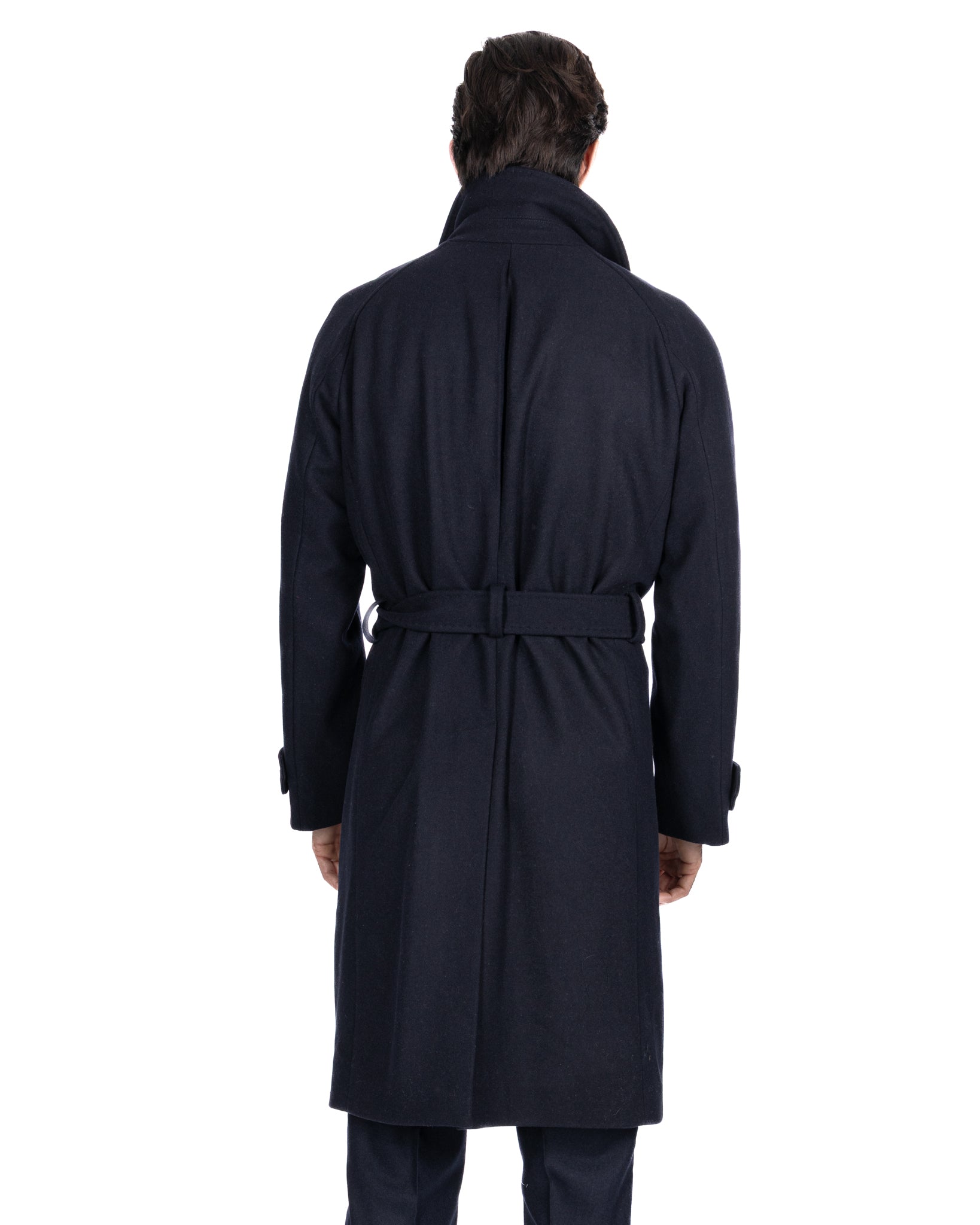 Dimitri long coat in blue flannel