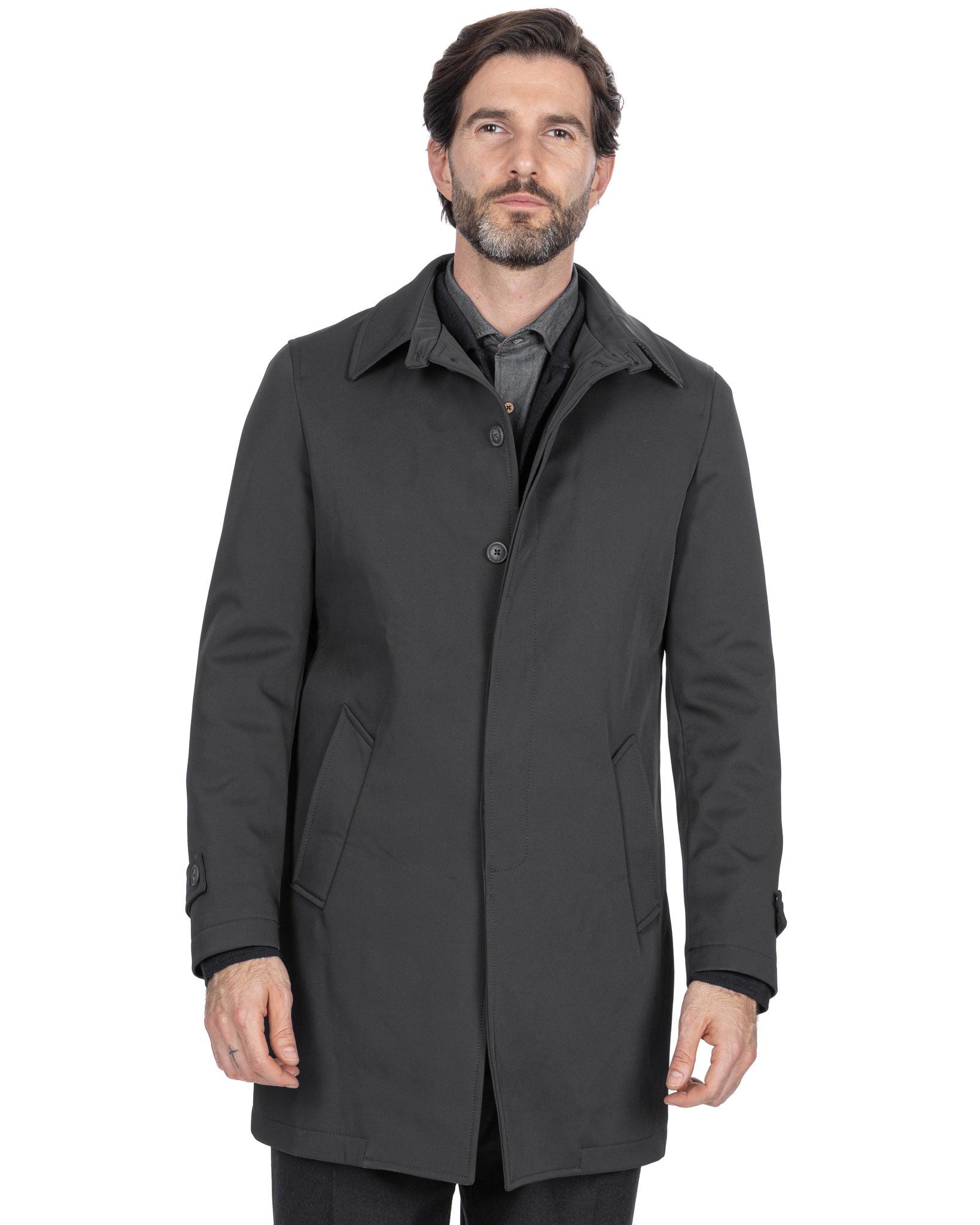 Tyler Technical Quilted Trench Coat in Black
