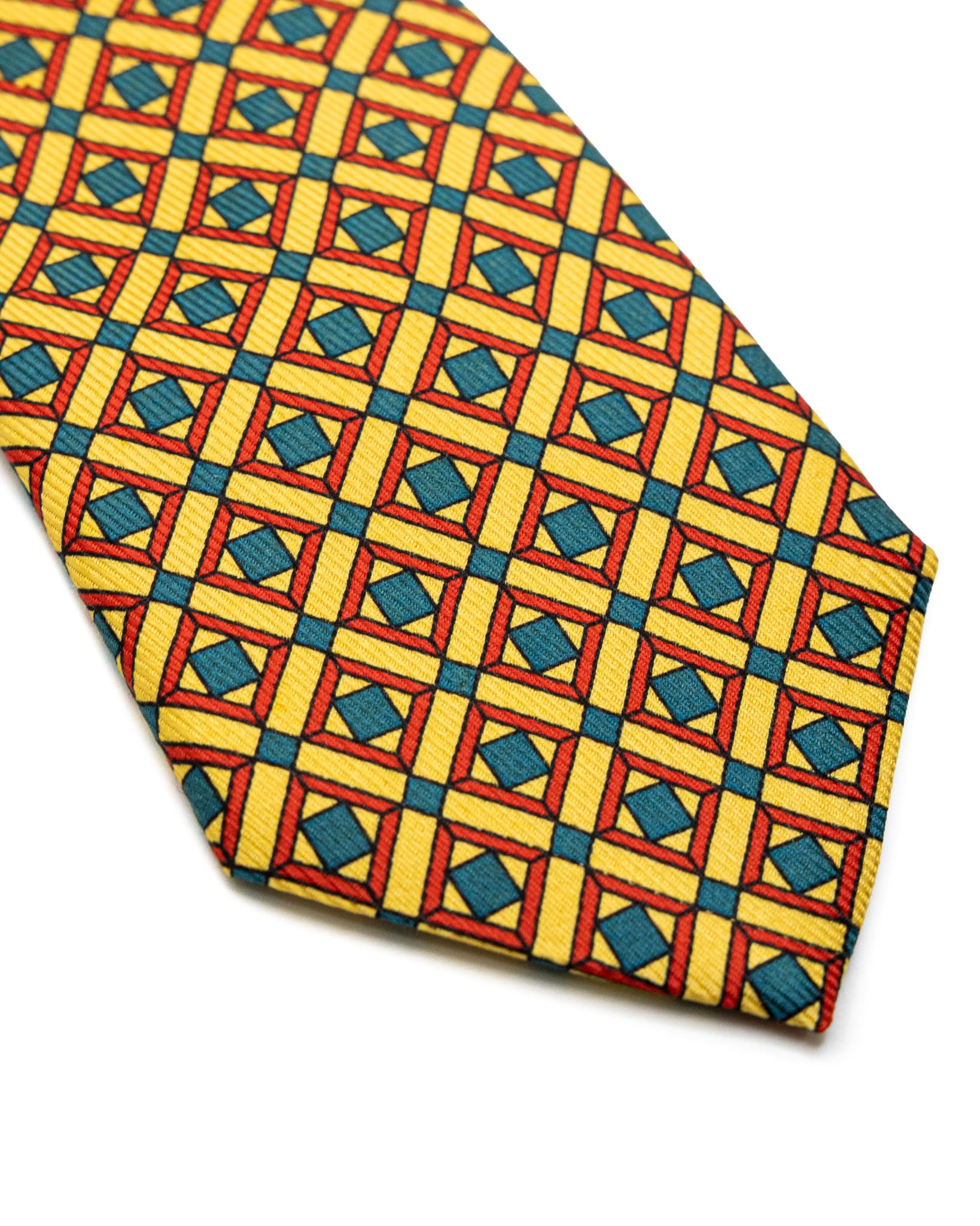 Vintage patterned yellow silk tie