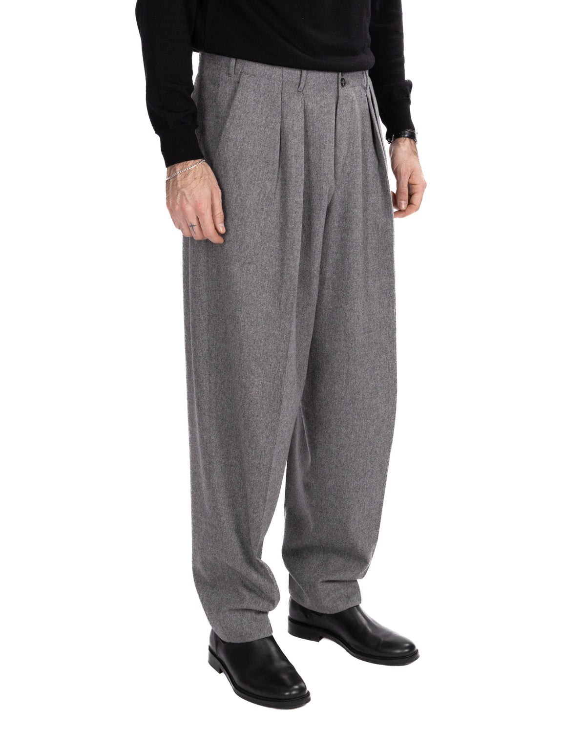 Grey Canonico flannel oversized trousers