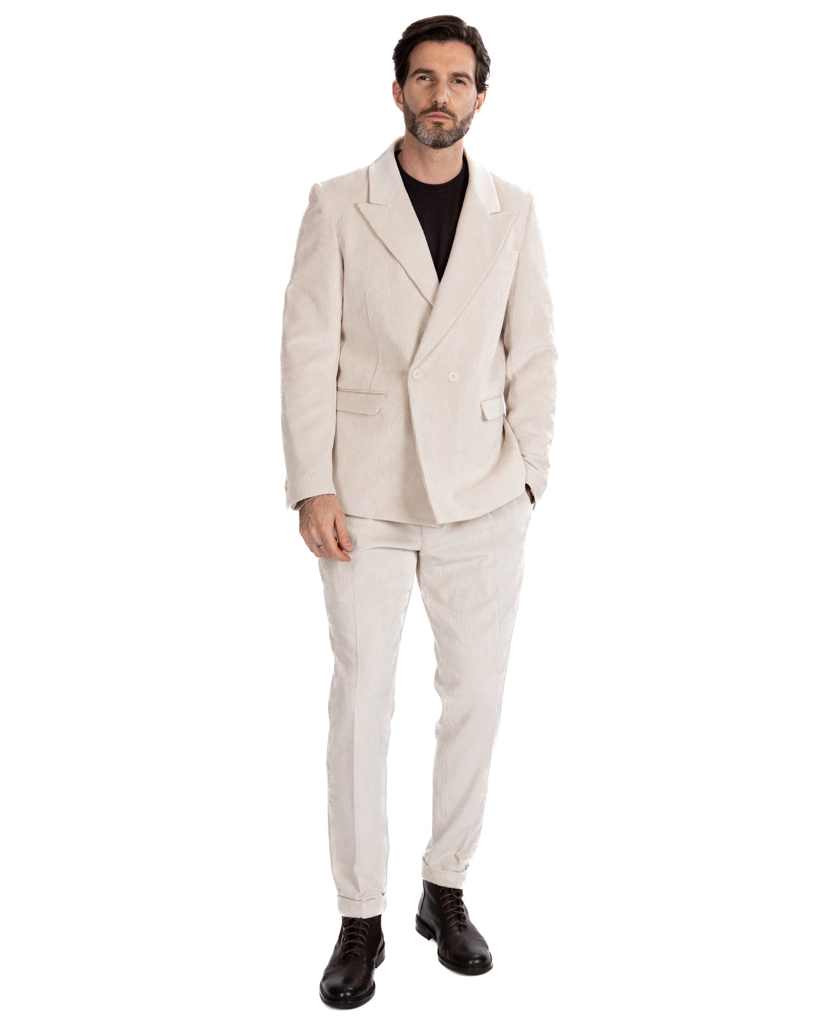 Giacca Bond in velluto panna