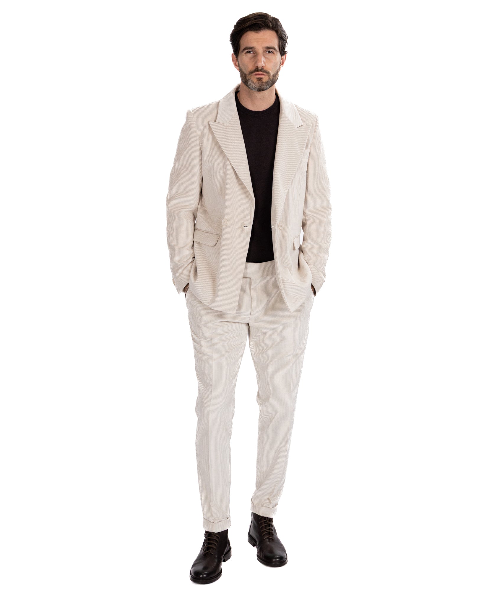 Giacca Bond in velluto panna