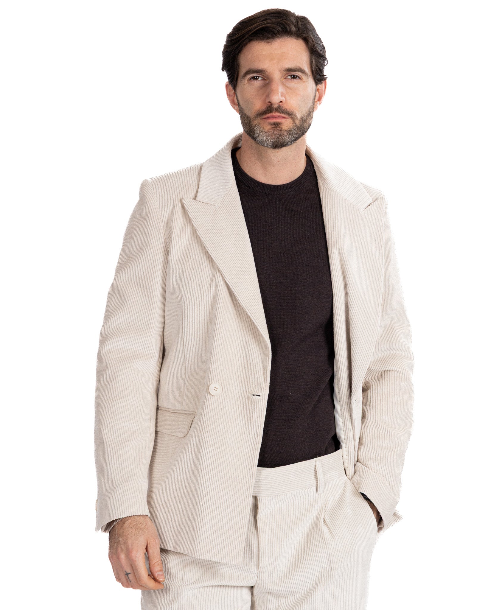 Giacca Bond in velluto panna