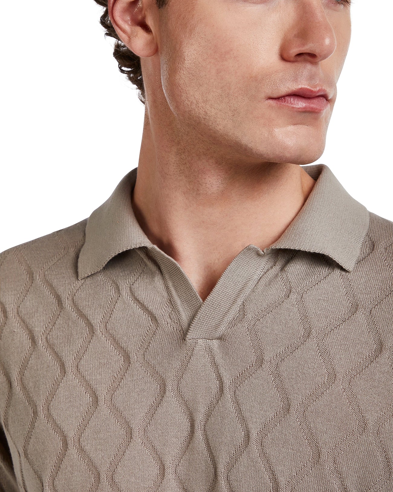 Peter wave polo shirt in beige knit