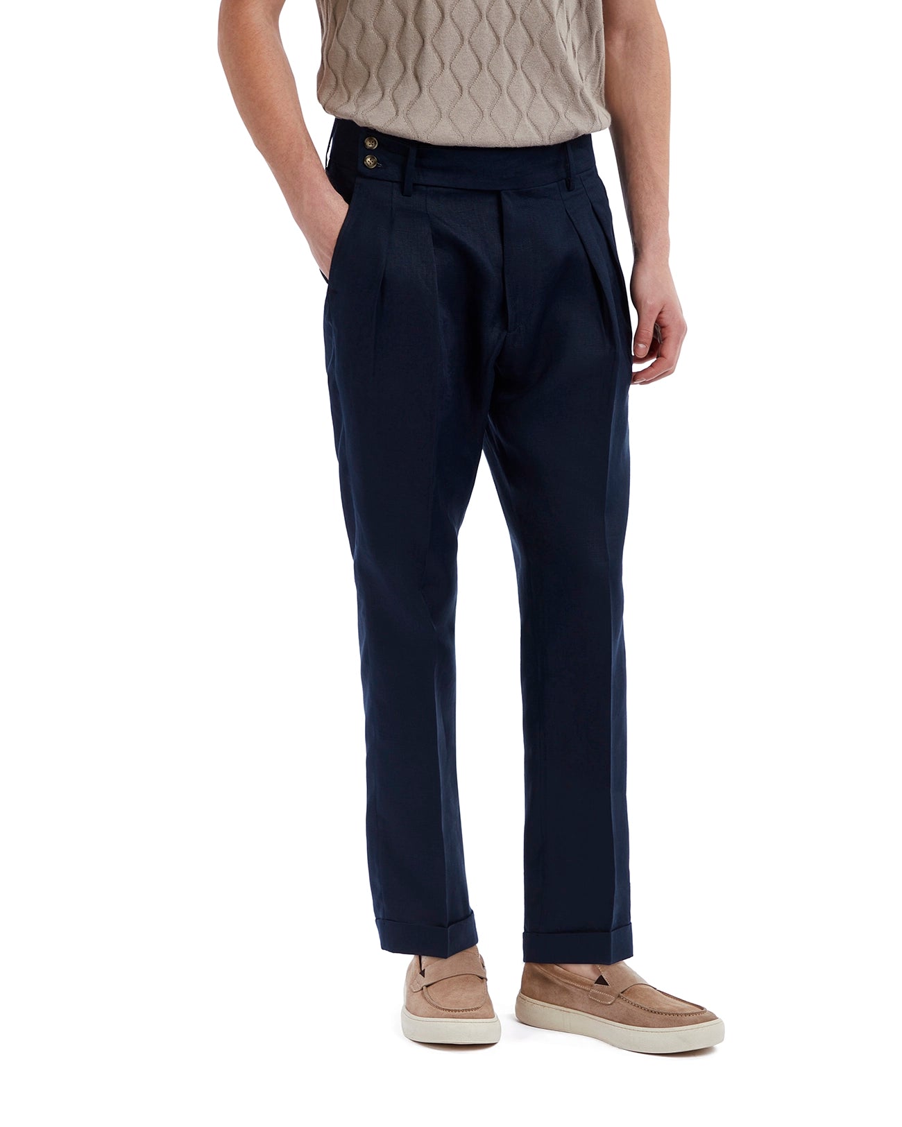 Pantalone Cargese in puro lino blu