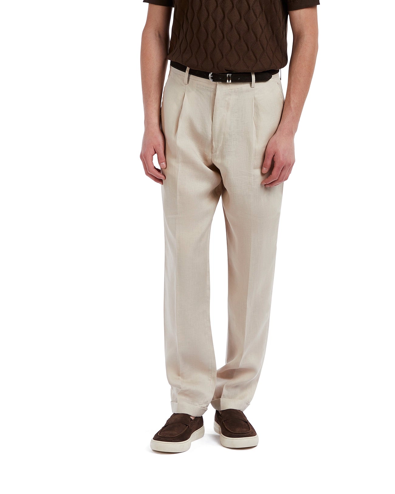 Plain trousers in pure linen string