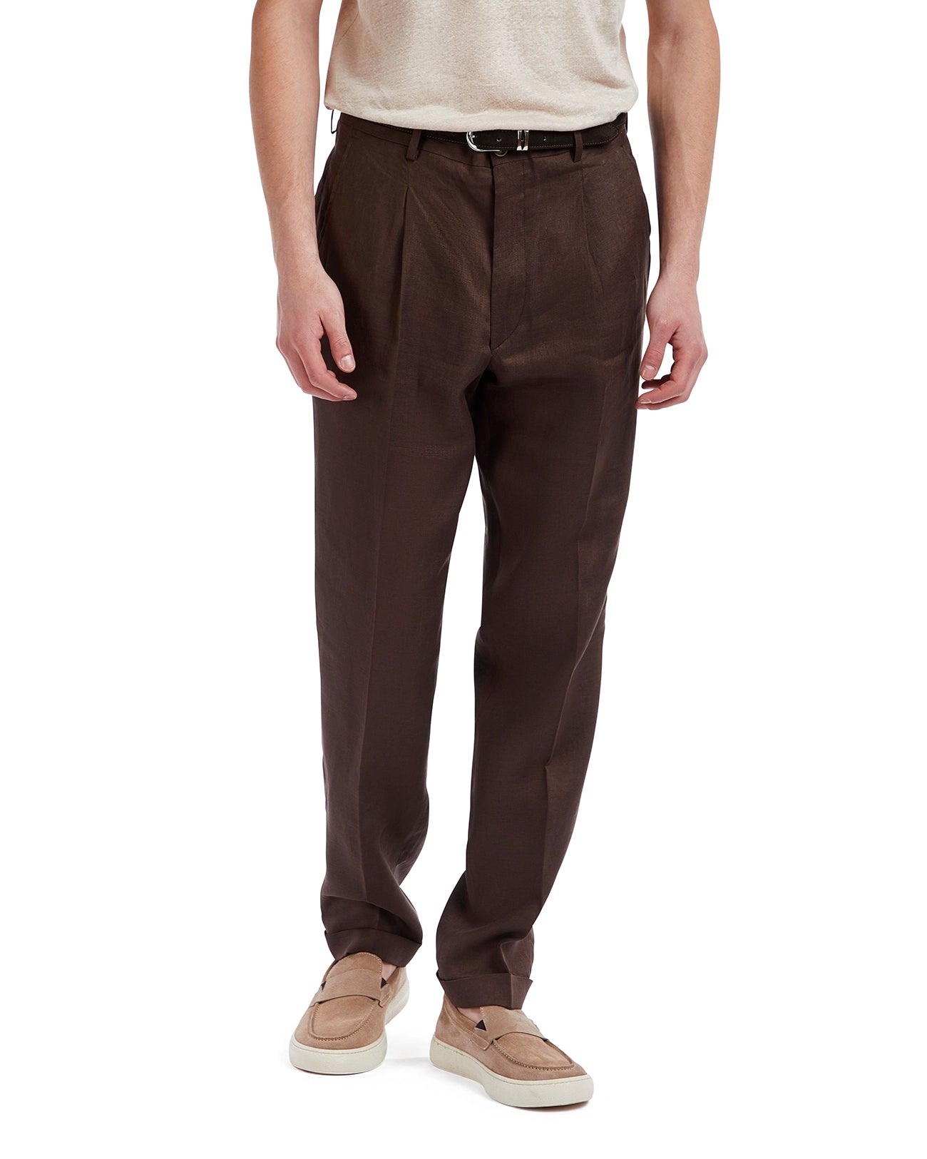Pantalone Piana in puro lino moro