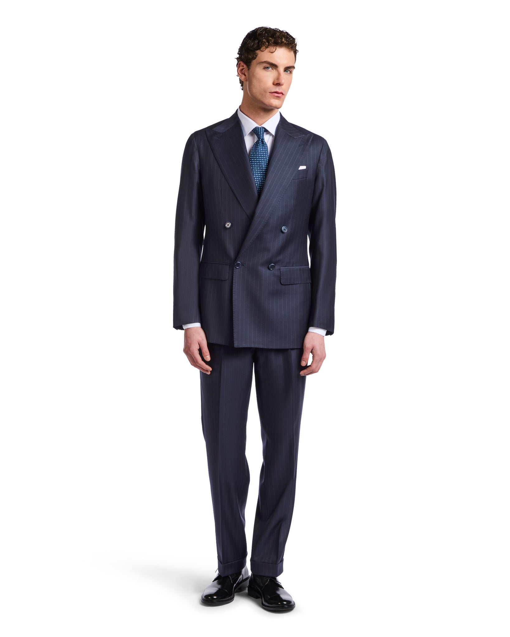 Vatange Drago blue pinstripe suit