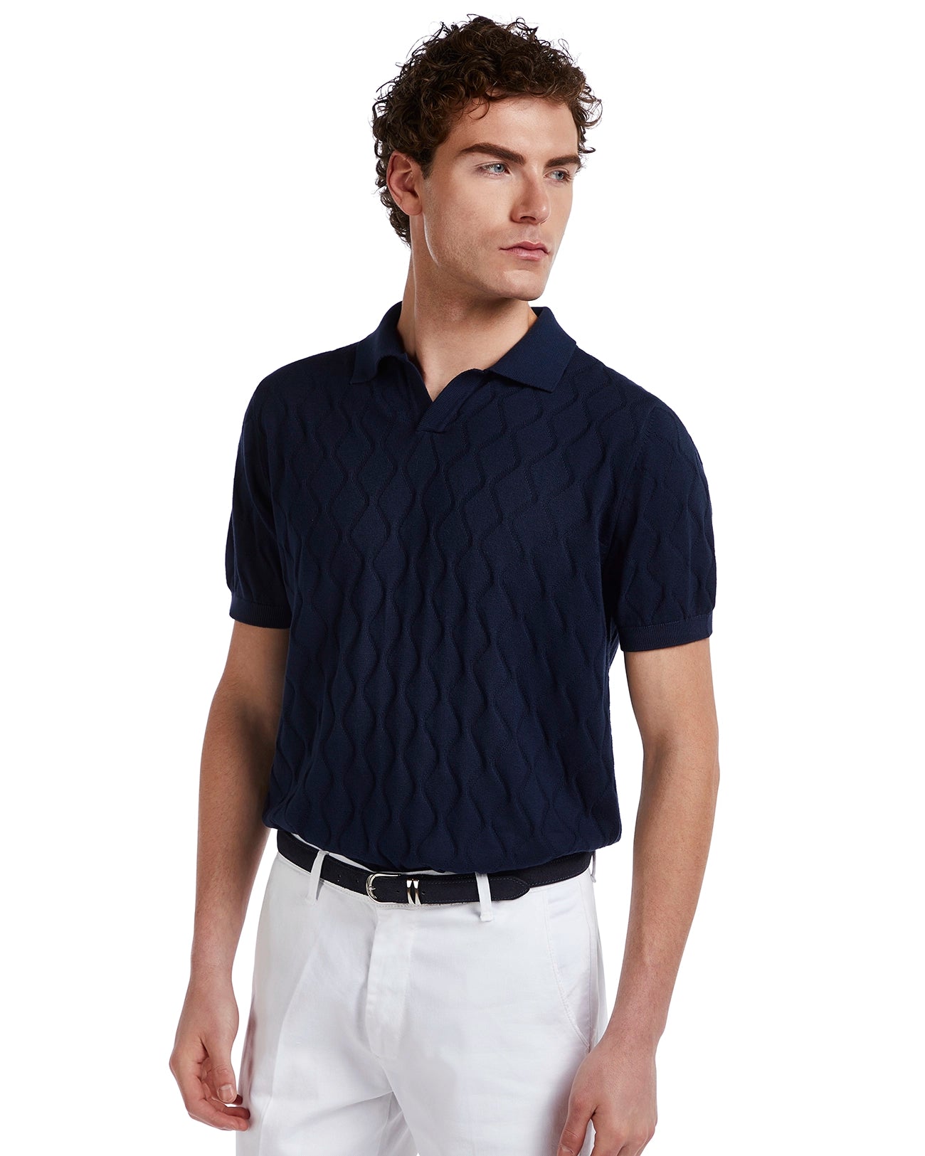 Peter wave polo shirt in blue knit