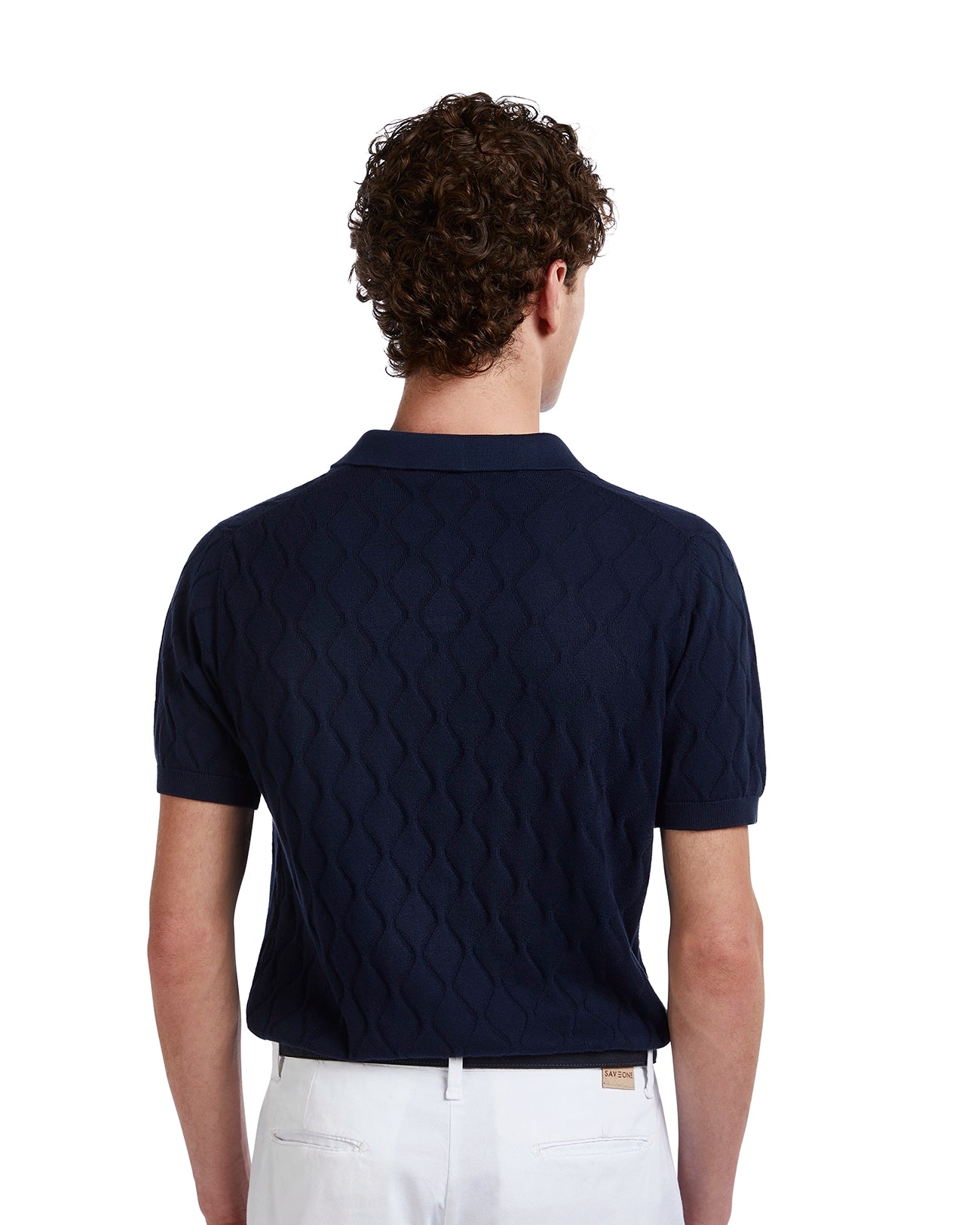 Polo Peter de ondas de punto azul
