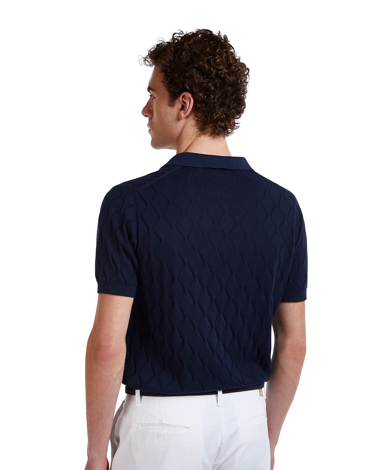 Polo Peter de ondas de punto azul