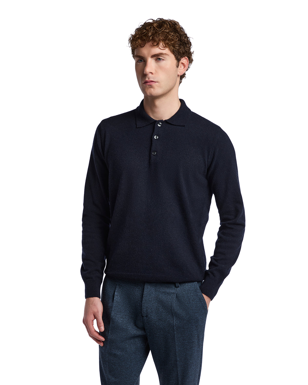 Polo Tiger de mezcla de cachemir azul
