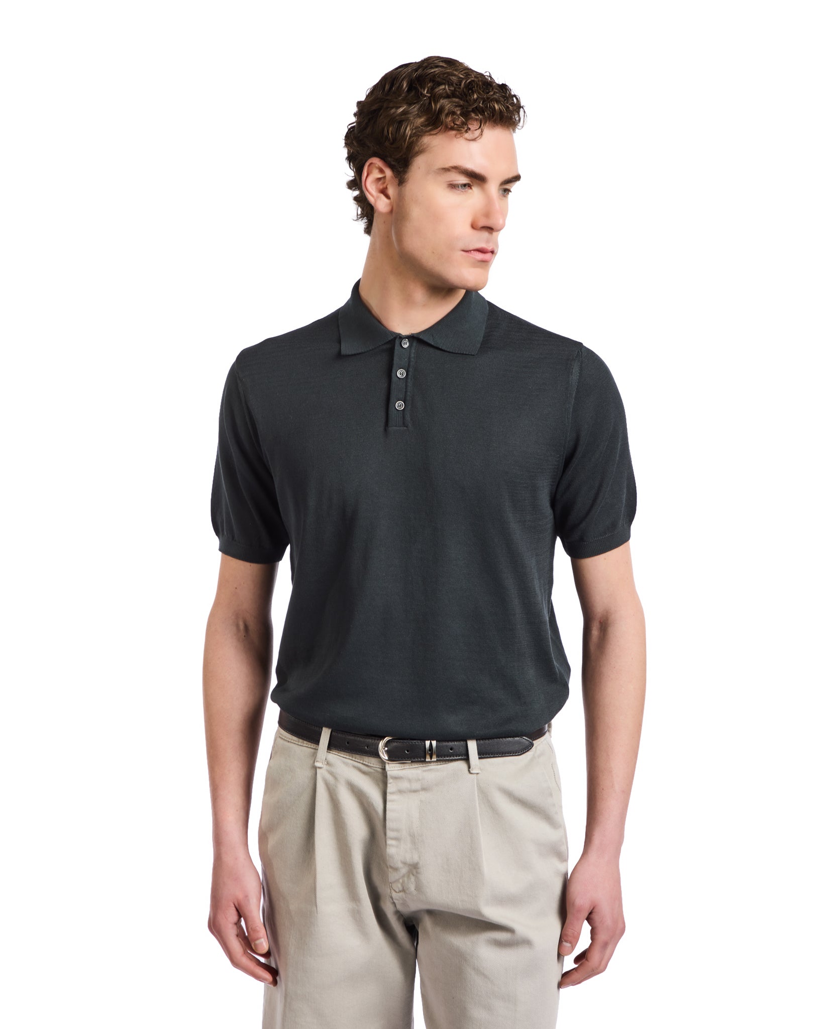 Polo Roger in maglia nera