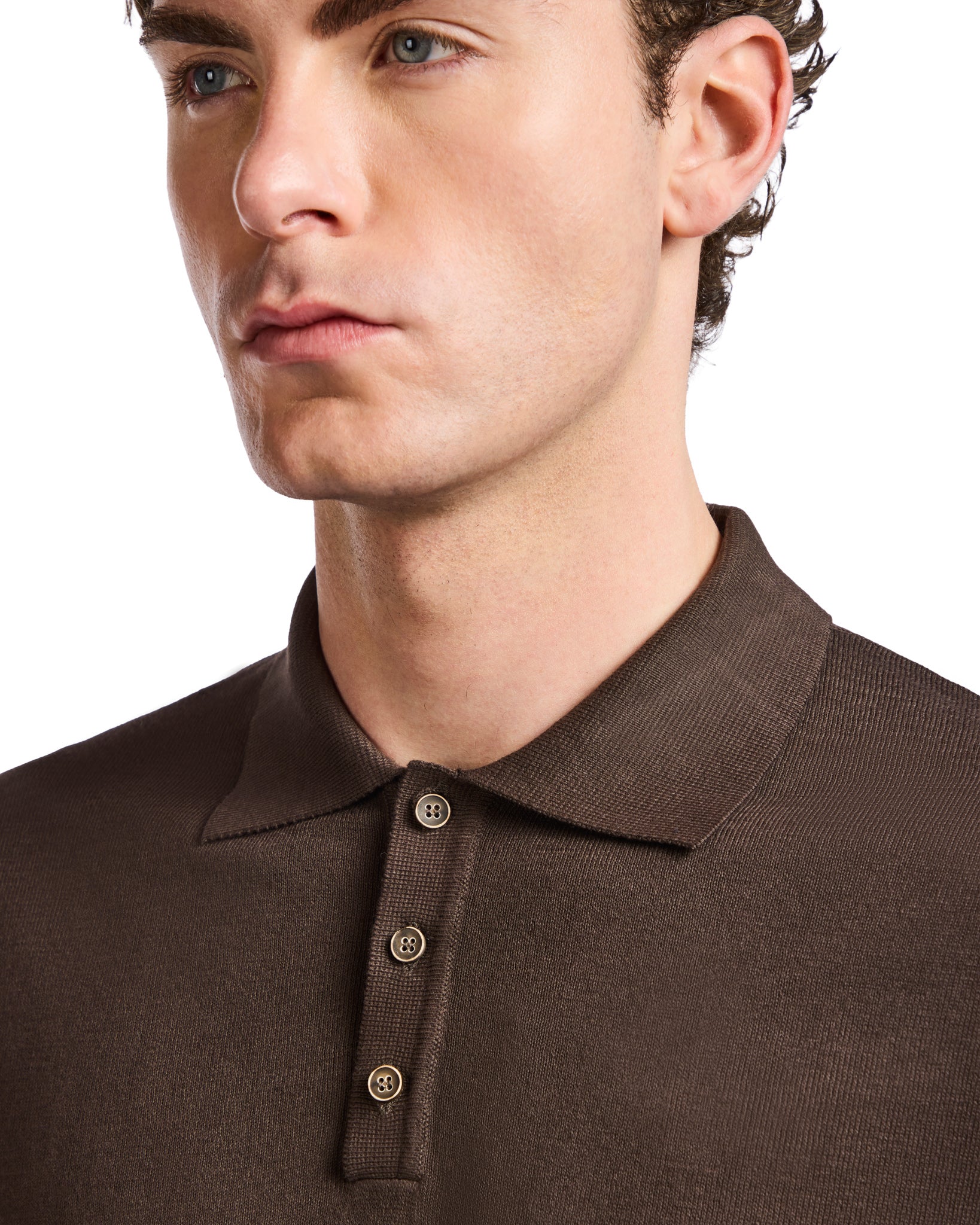 Roger polo shirt in dark brown knit