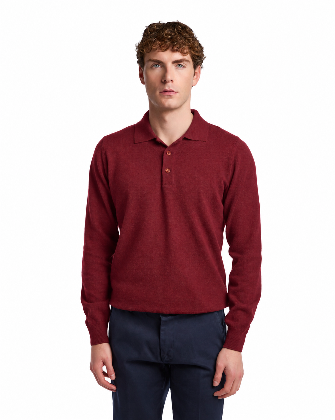 Tollegno bordeaux wool Rovigo polo shirt