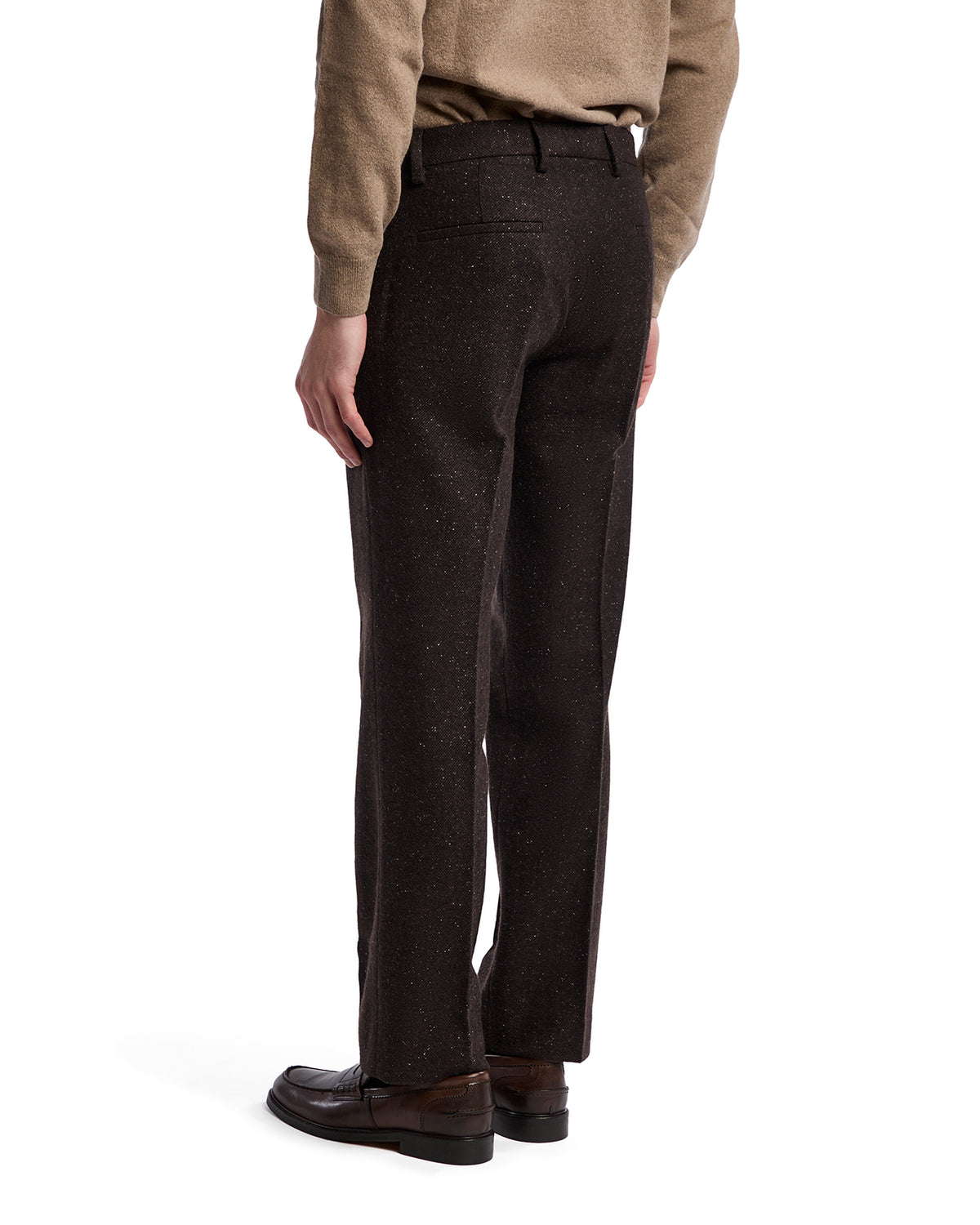 Pantalón sal y pimienta marrón oscuro