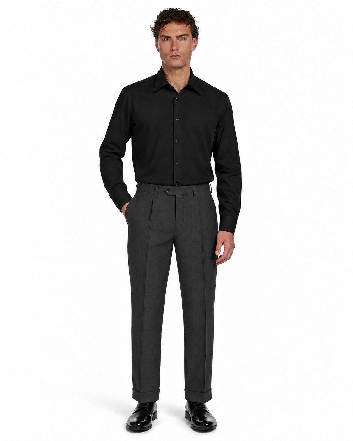 Camicia Heckler nera in popeline di cotone